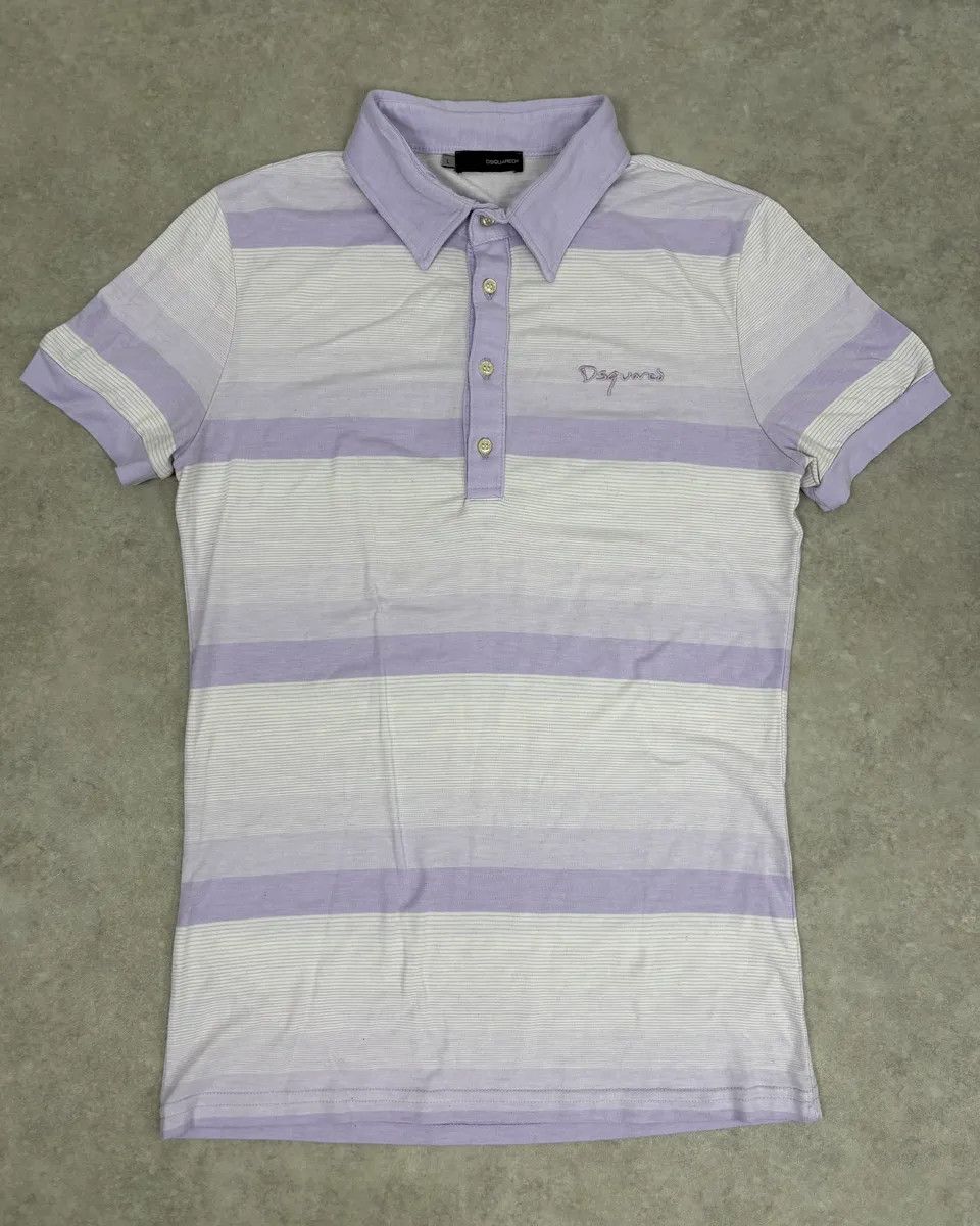 Dsquared2 2000s Dsquared2 Lavender Striped Embroidered Polo Size US S / EU 44-46 / 1 - 1 Thumbnail