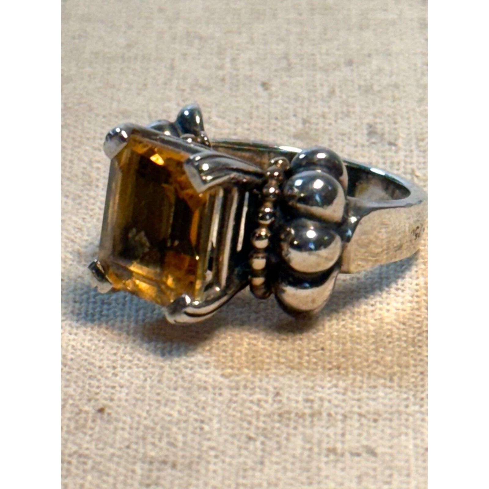 Other LAGOS CAVIAR Sterling Silver & 18K Gold Emerald Cut CITRINE Size ONE SIZE - 1 Thumbnail