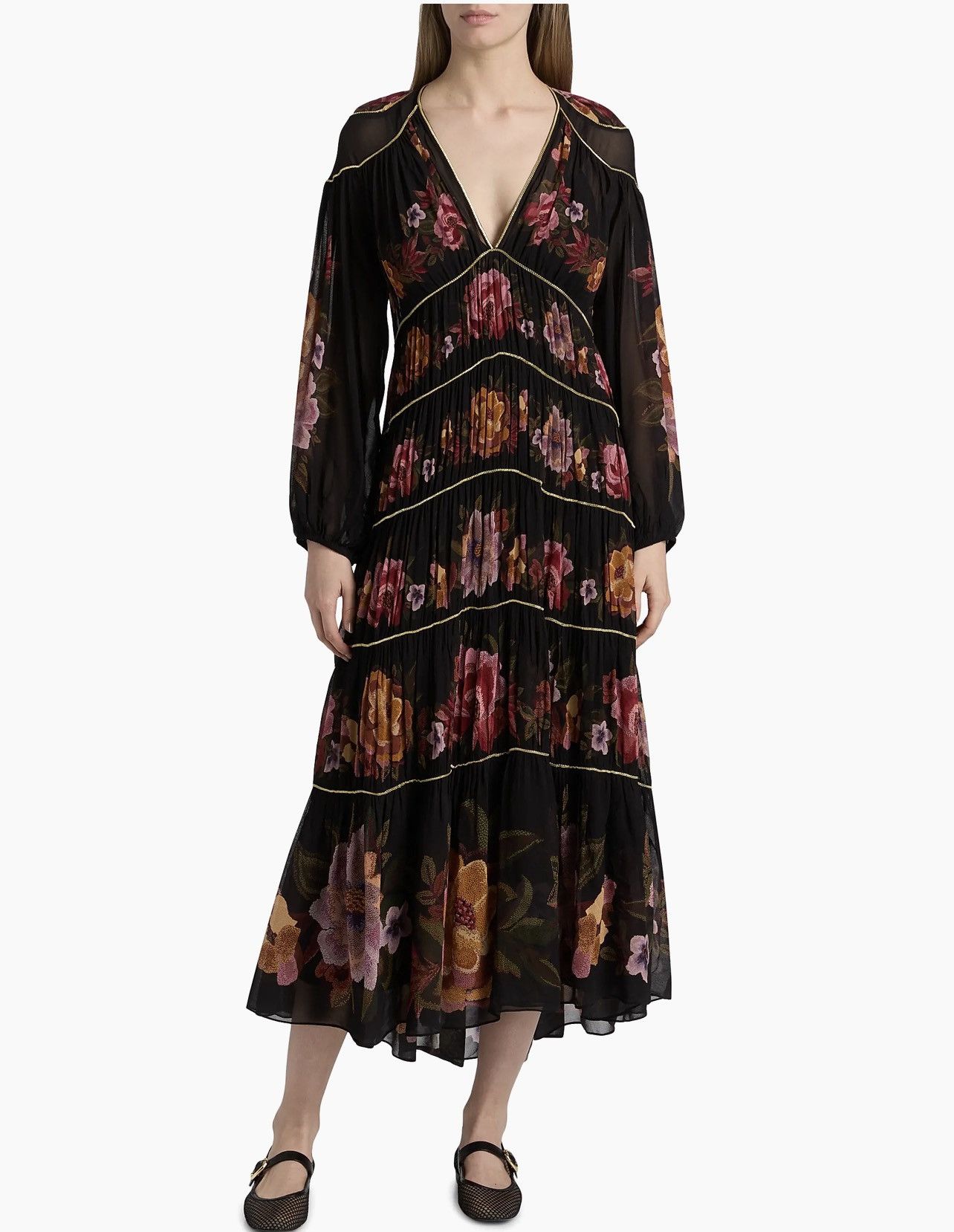Farm Rio Farm Rio Chenille Flowers Floral V-Neck Maxi Dress size S Size S / US 4 / IT 40 - 3 Thumbnail
