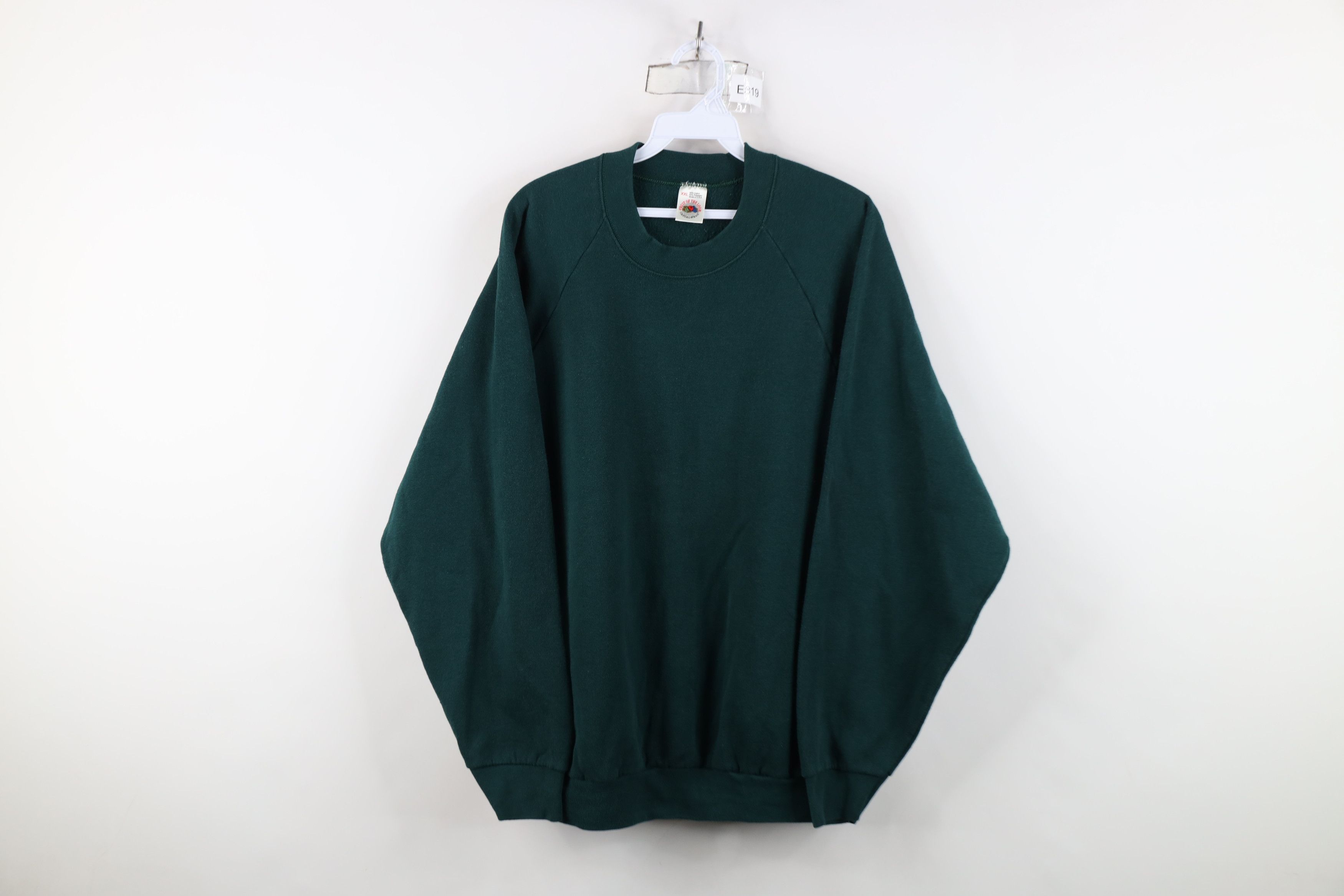 Vintage Vintage 90s Streetwear Blank Crewneck Sweatshirt Green USA Size XXL / US 16-18 / IT 52-54 - 1 Thumbnail
