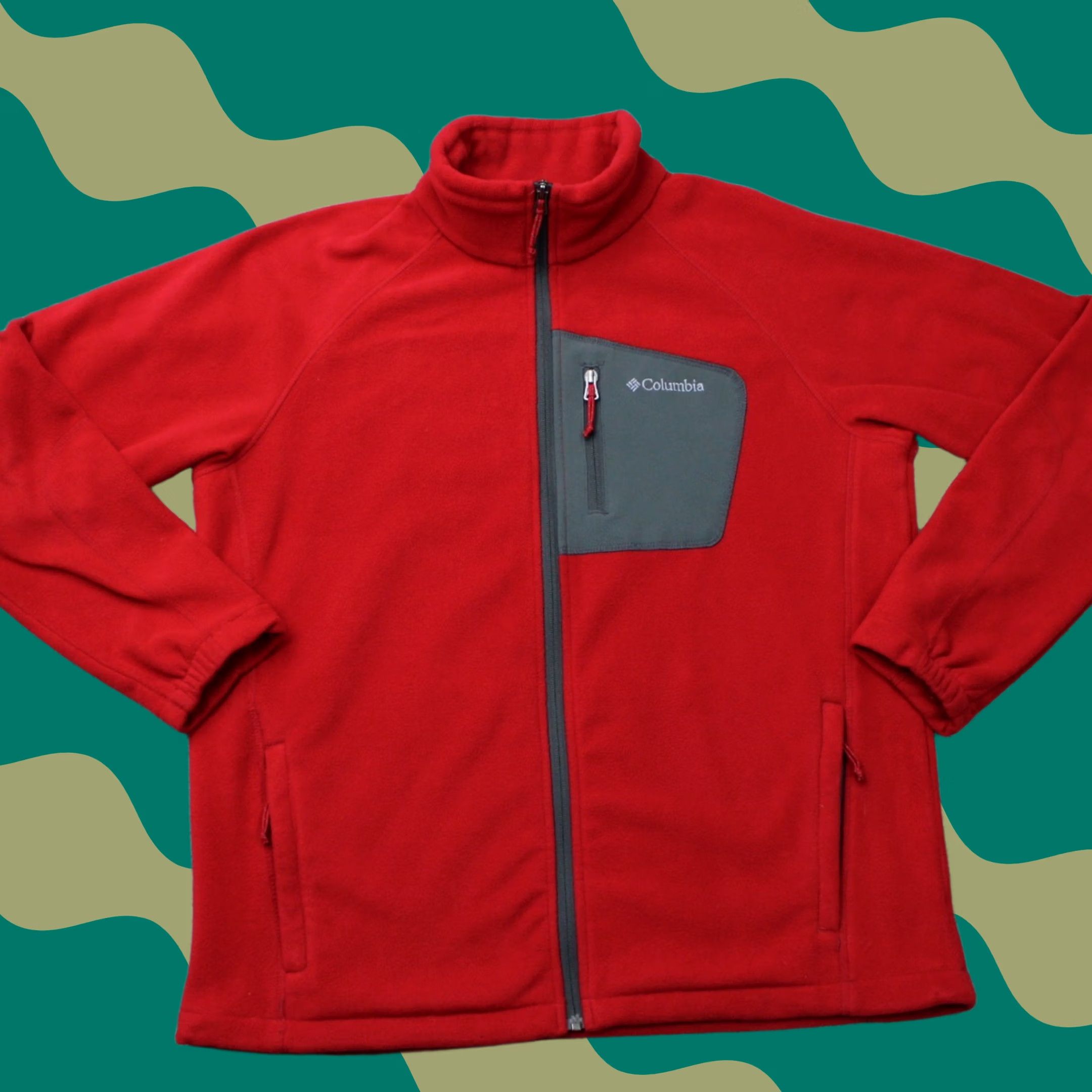 Vintage Columbia Sweatshirt Men Medium Red Full Zip Fleece Polyester L/S Outdoor Sweater Size US M / EU 48-50 / 2 - 1 Thumbnail