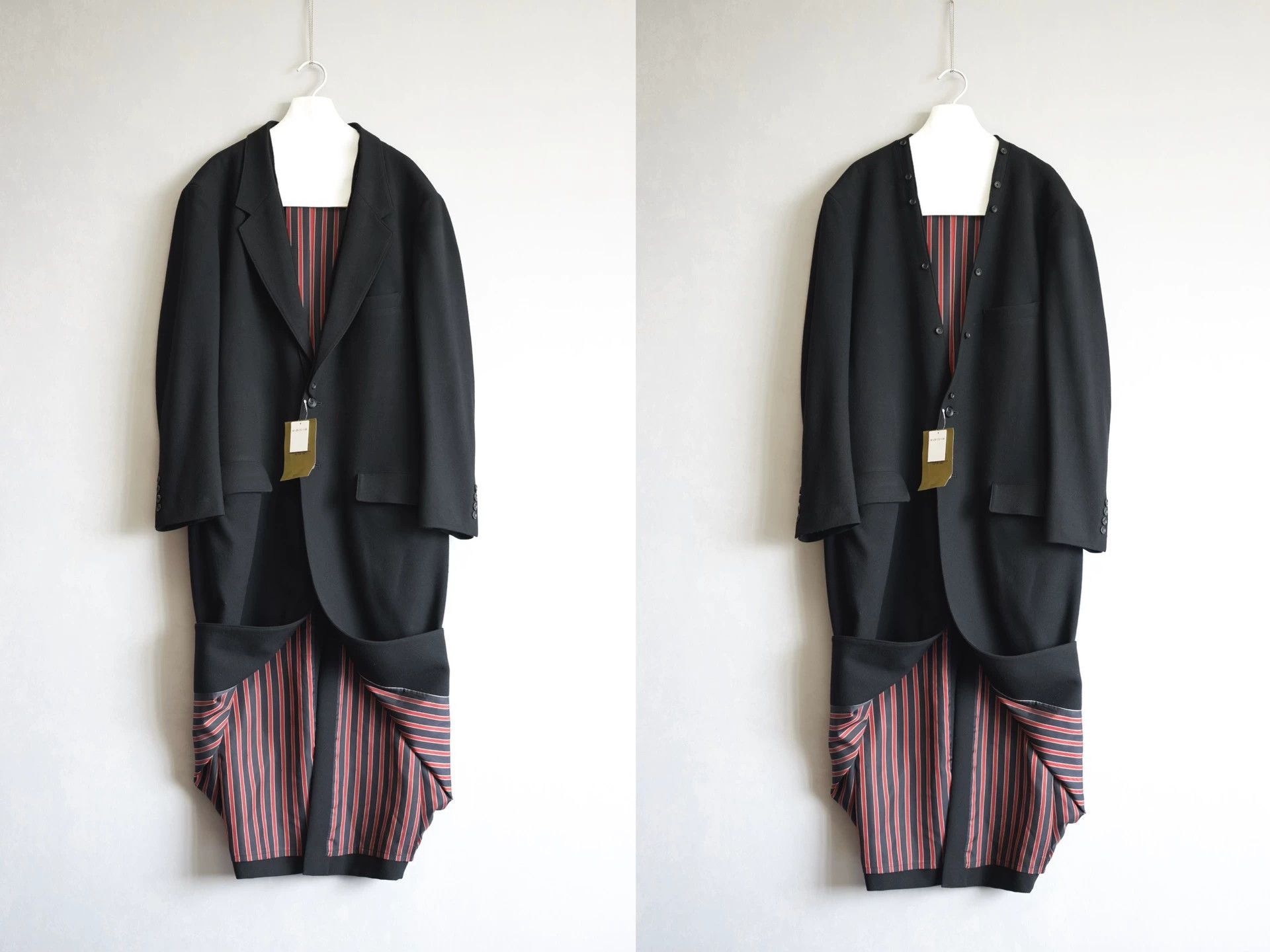 Yohji Yamamoto Yohji Yamamoto 24AW Flannel Striped Belted Coat Size US XL / EU 56 / 4 - 5 Thumbnail