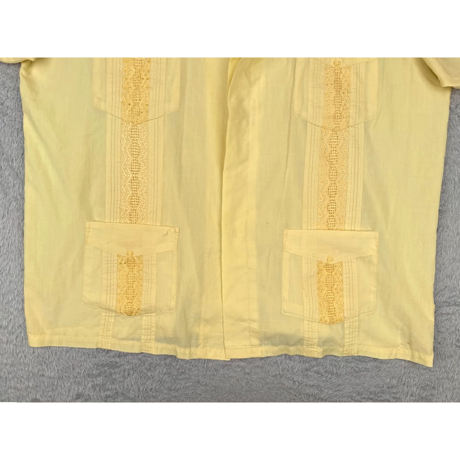 Haband VINTAGE The Genuine Haband Guayabera Shirt Men XL Yellow 4 Pocket Poly READ Size US XL / EU 56 / 4 - 5 Thumbnail