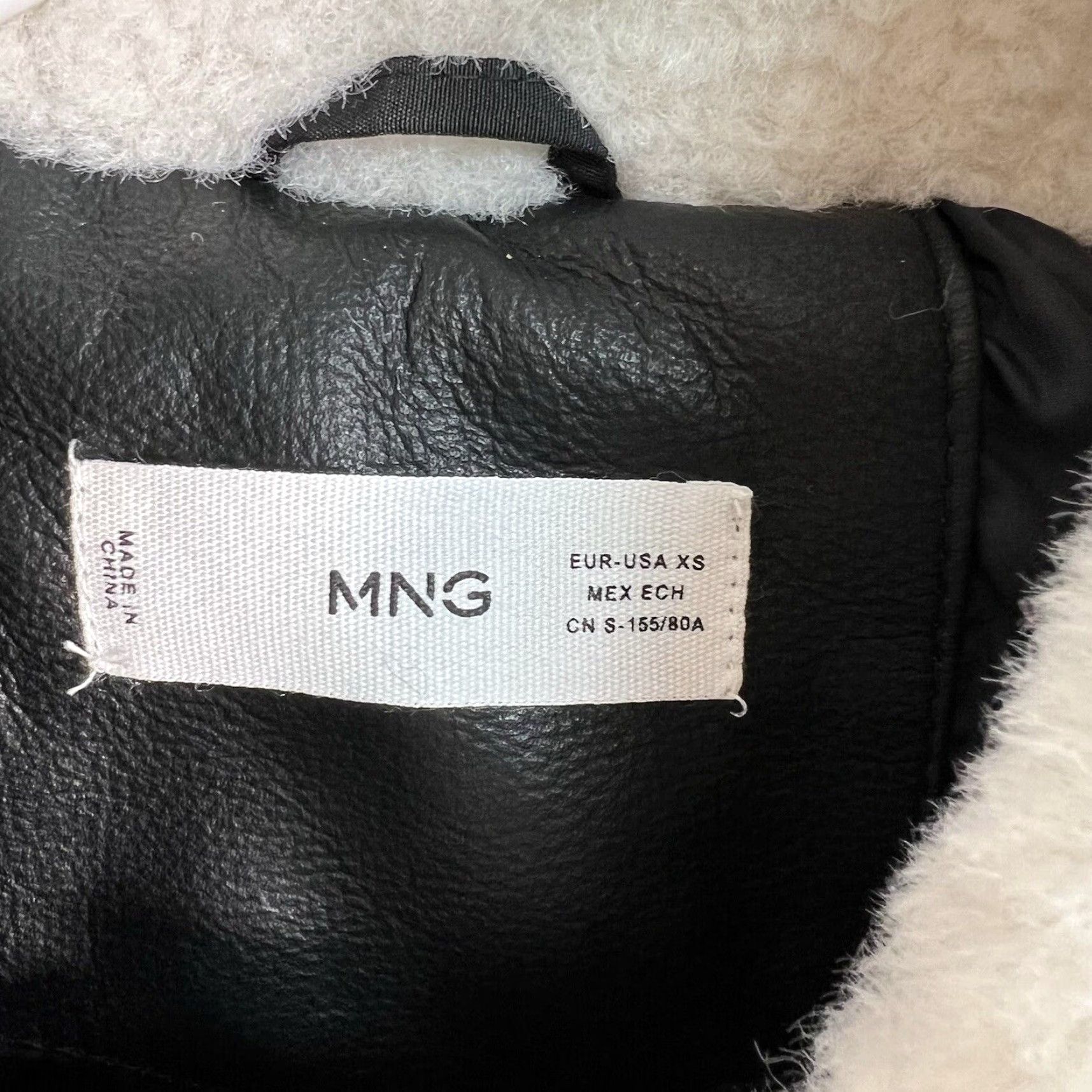 Mango Mango Womens Black Faux Shearling Trim Jacket Coat Faux Leather Front and Sleeve Trim XS Size Jacket Womens Black Size XS / US 0-2 / IT 36-38 - 7 Thumbnail