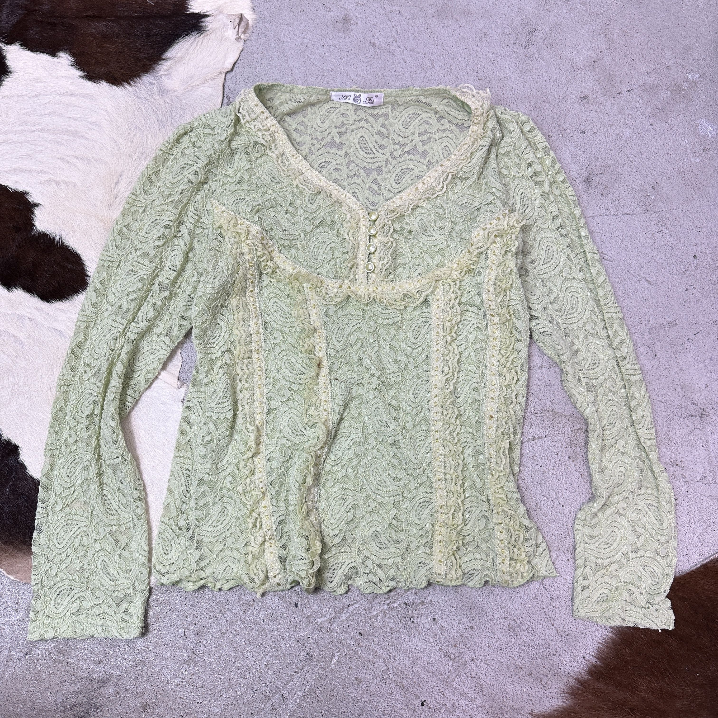Vintage Vintage Embroined Cottage Mesh Lace Shirt Y2K Size L / US 10 / IT 46 - 2 Thumbnail