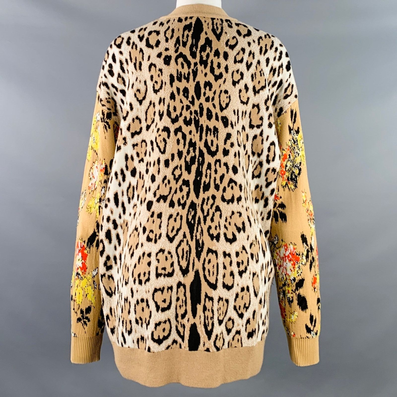 MSGM Khaki Black White Viscose Oversized Mixed Patterns Cardigan Size M / US 6-8 / IT 42-44 - 3 Thumbnail