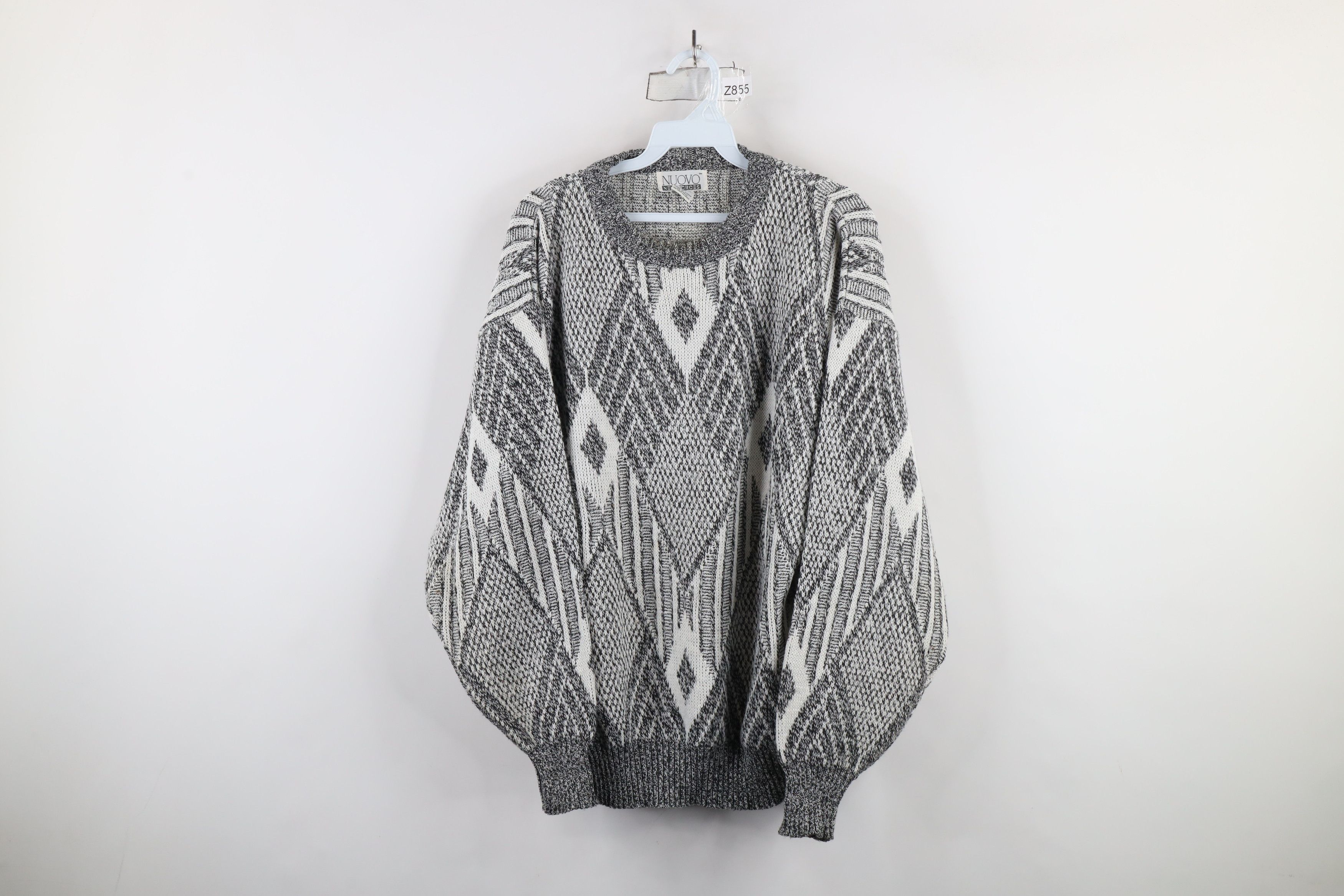 Vintage Vintage 90s Coogi Style Geometric Diamond Knit Sweater Size US XL / EU 56 / 4 - 1 Thumbnail