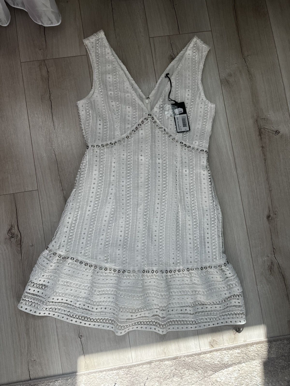 Guess Guess Leandra White Lace Eyelet Mini Dress - Size S Size S / US 4 / IT 40 - 1 Thumbnail