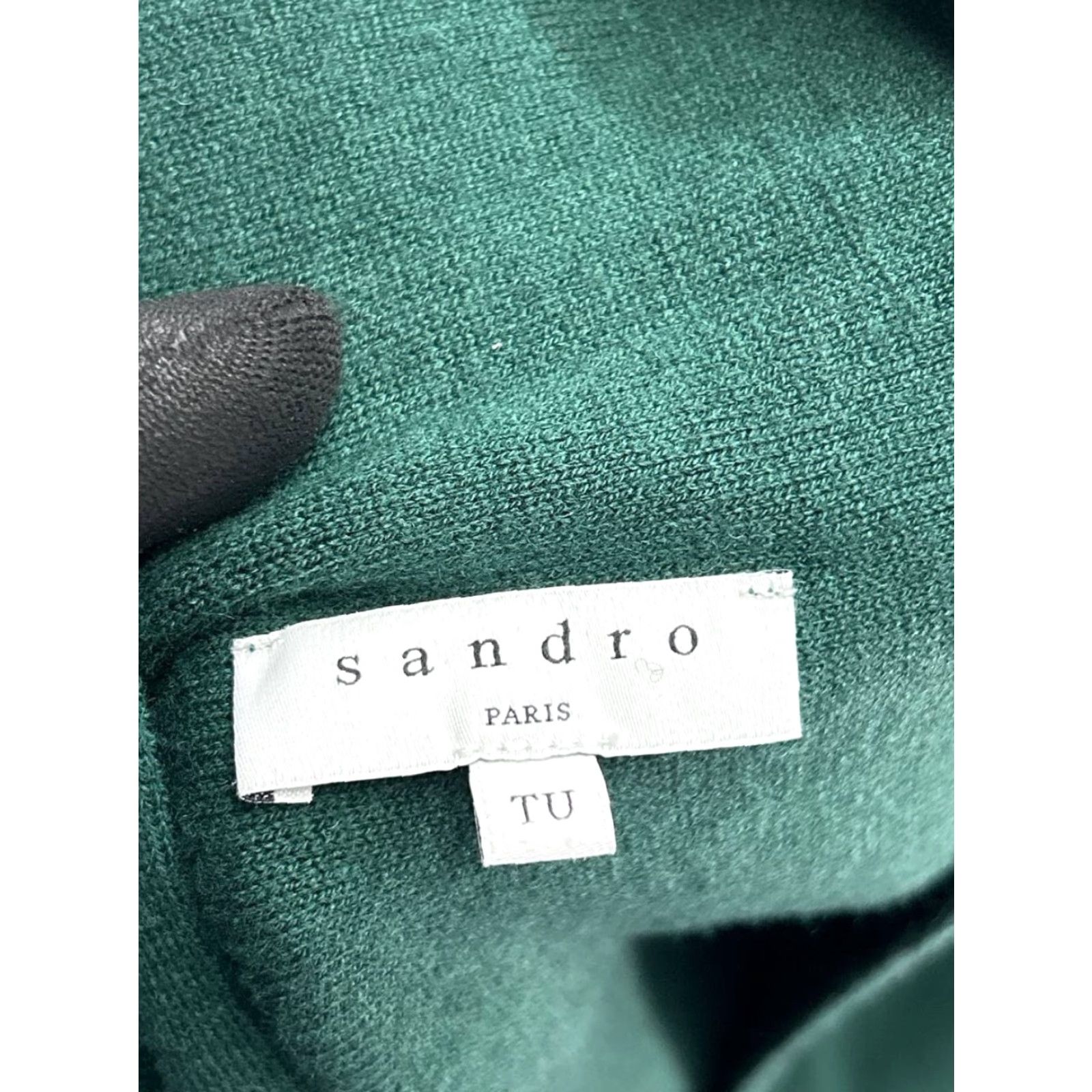 Sandro Sandro Sweater Cape One Size Womens Green Knit Fringe Open Front V-Neck Casual Winter Size ONE SIZE - 3 Thumbnail