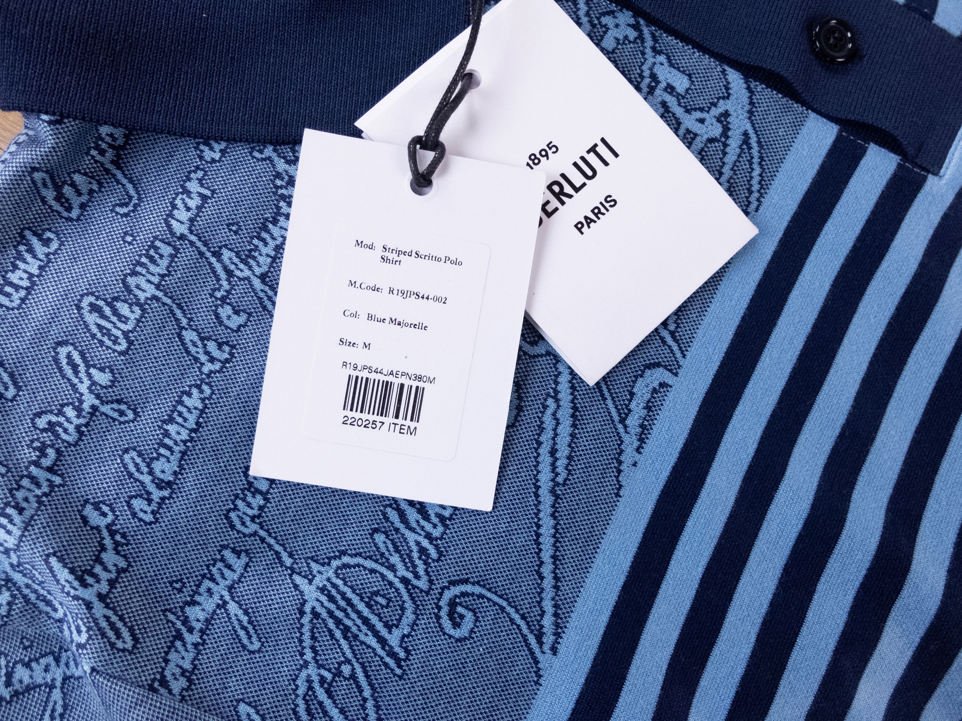 Berluti BERLUTI Striped Scritto blue majorelle cotton polo shirt M Size US M / EU 48-50 / 2 - 7 Thumbnail