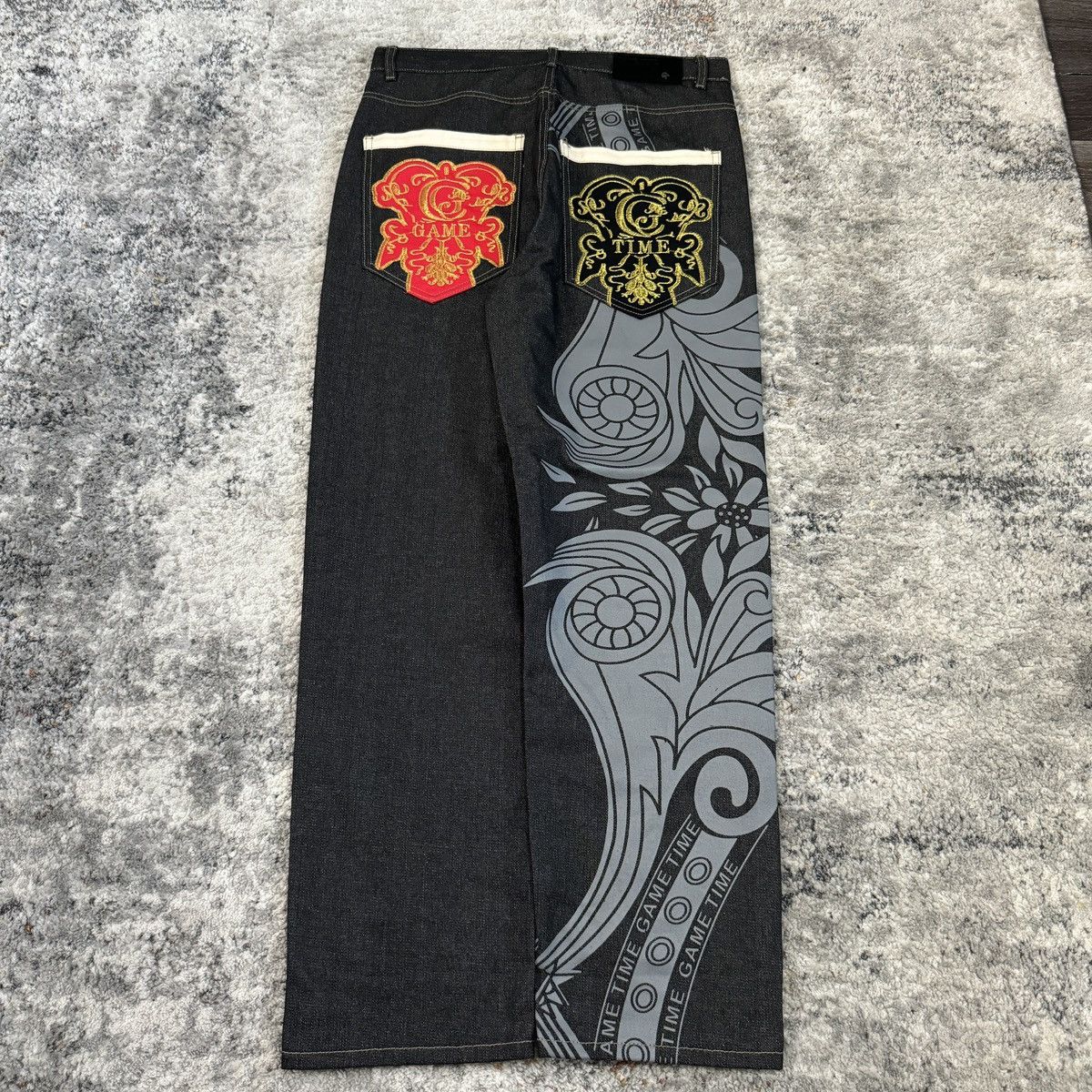 Affliction × JNCO × Vintage Crazy Vintage y2k The game baggy wide leg embroidered jeans Size US 34 / EU 50 - 1 Thumbnail