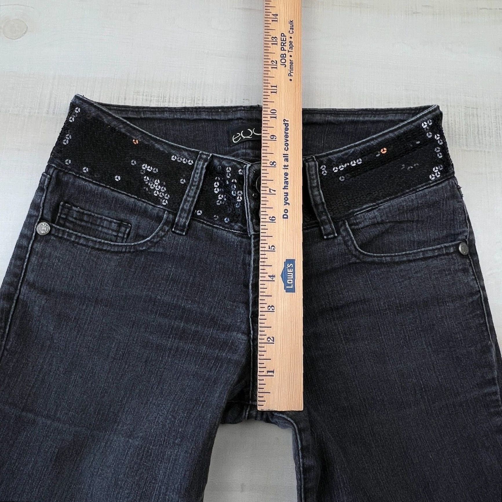 Vintage Equus Womens Black Sequin Low Rise Stretch Jeans Size 27 Size 27" / US 4 / IT 40 - 6 Thumbnail