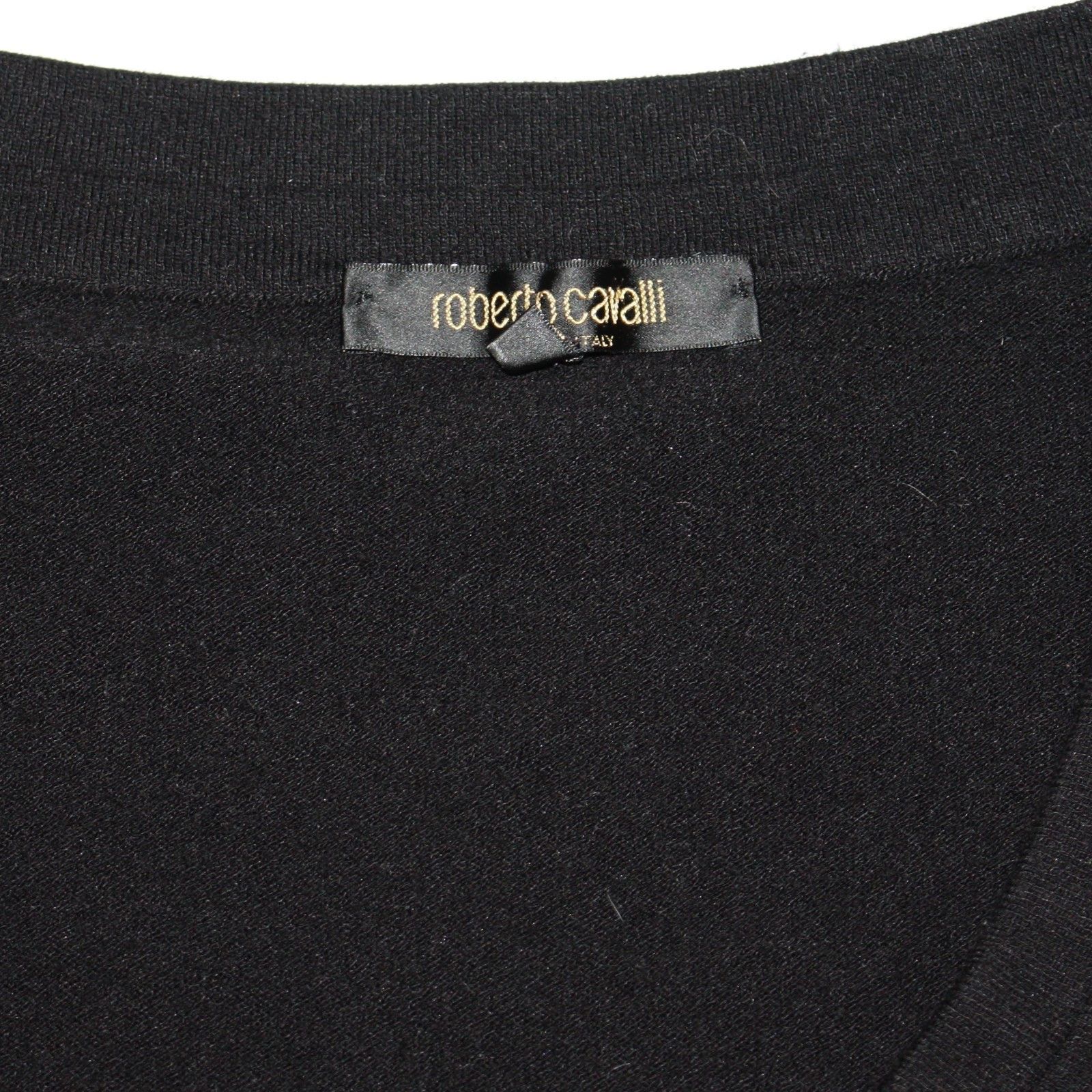 Roberto Cavalli Black Knit Sweater with Crystal Beaded Mesh Front size M Size M / US 6-8 / IT 42-44 - 14 Thumbnail