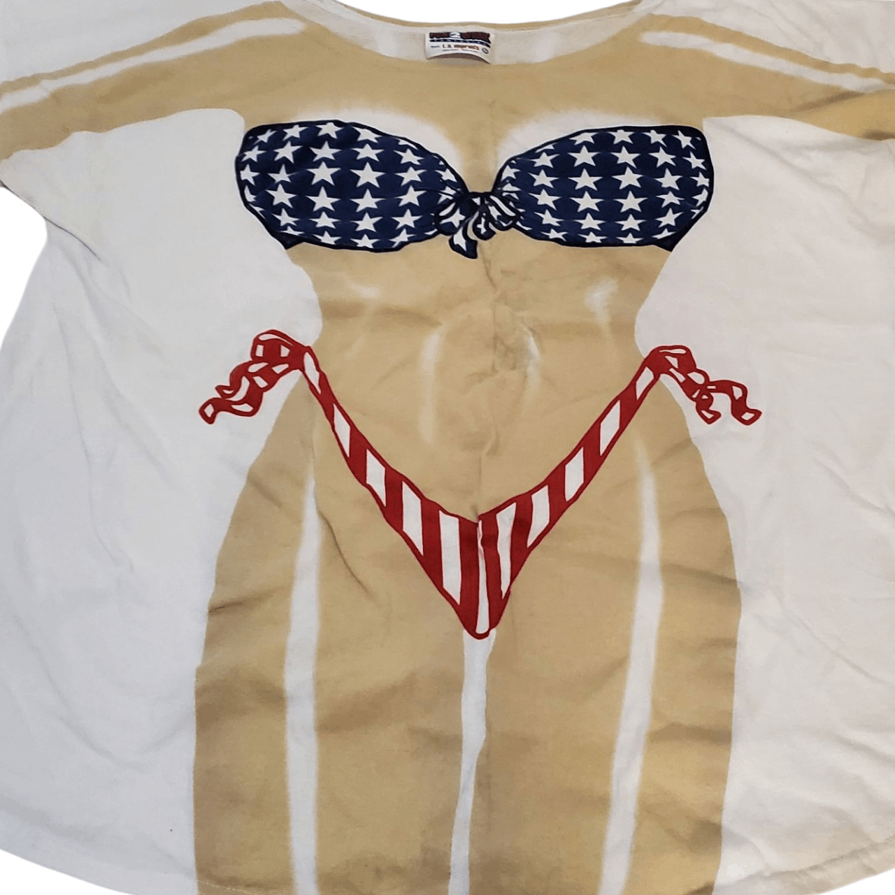 Vintage 90s American Bikini Caricature T-Shirt Size XL / US 12-14 / IT 48-50 - 2 Thumbnail