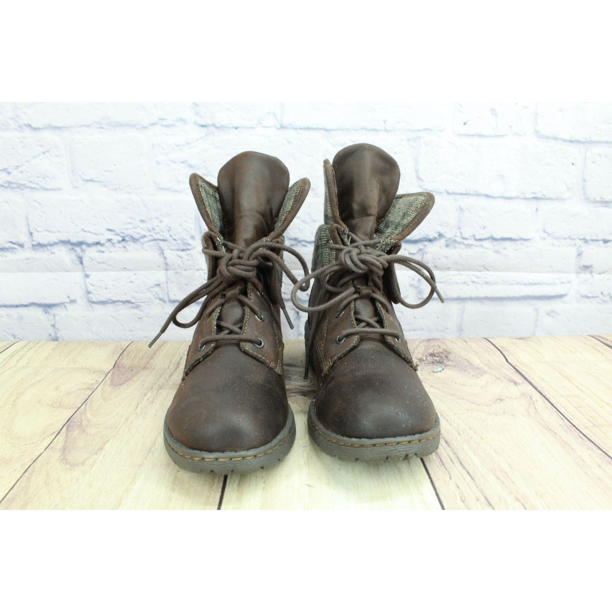 Born BOC by Born Leather Plaid Lined Foldable Ankle Boots Size US 7 / IT 37 - 4 Thumbnail