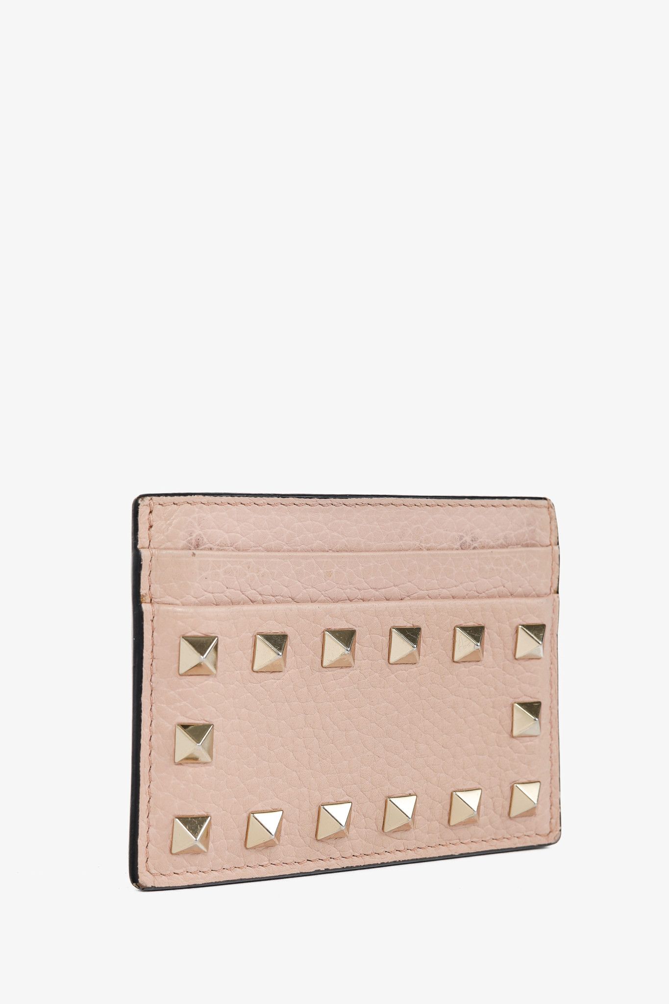 Valentino Valentino Garavani Peach Rockstud Leather Card Holder Size ONE SIZE - 2 Thumbnail
