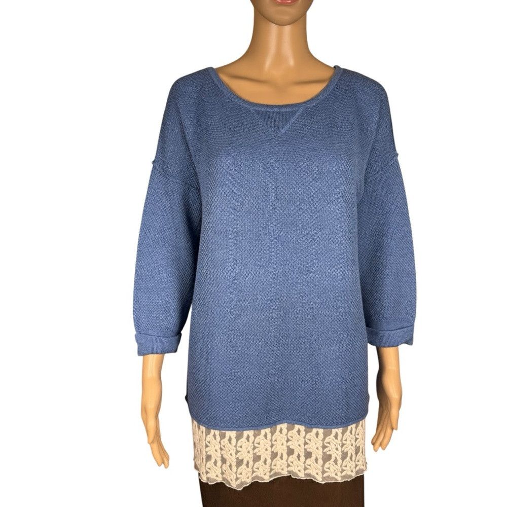 Other Context Lord and Taylor Blue With White Lace Trim 3/4 Sleev Size L / US 10 / IT 46 - 1 Thumbnail