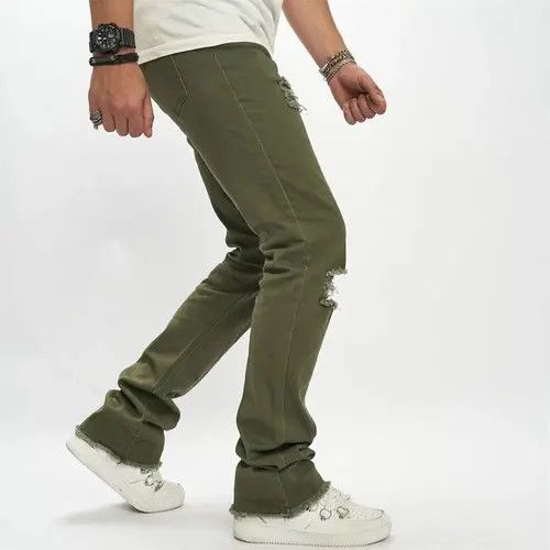 Japanese Brand Knee Holes Ripped Men Slim Fit Jean Size US 34 / EU 50 - 4 Thumbnail