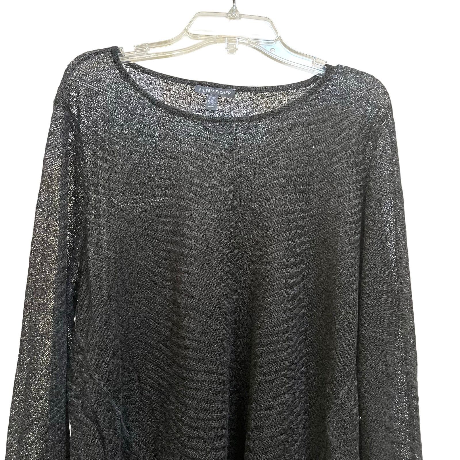 Eileen Fisher Eileen Fisher Black Hemp Sheer Knit High Low Sweater Size M / US 6-8 / IT 42-44 - 6 Thumbnail