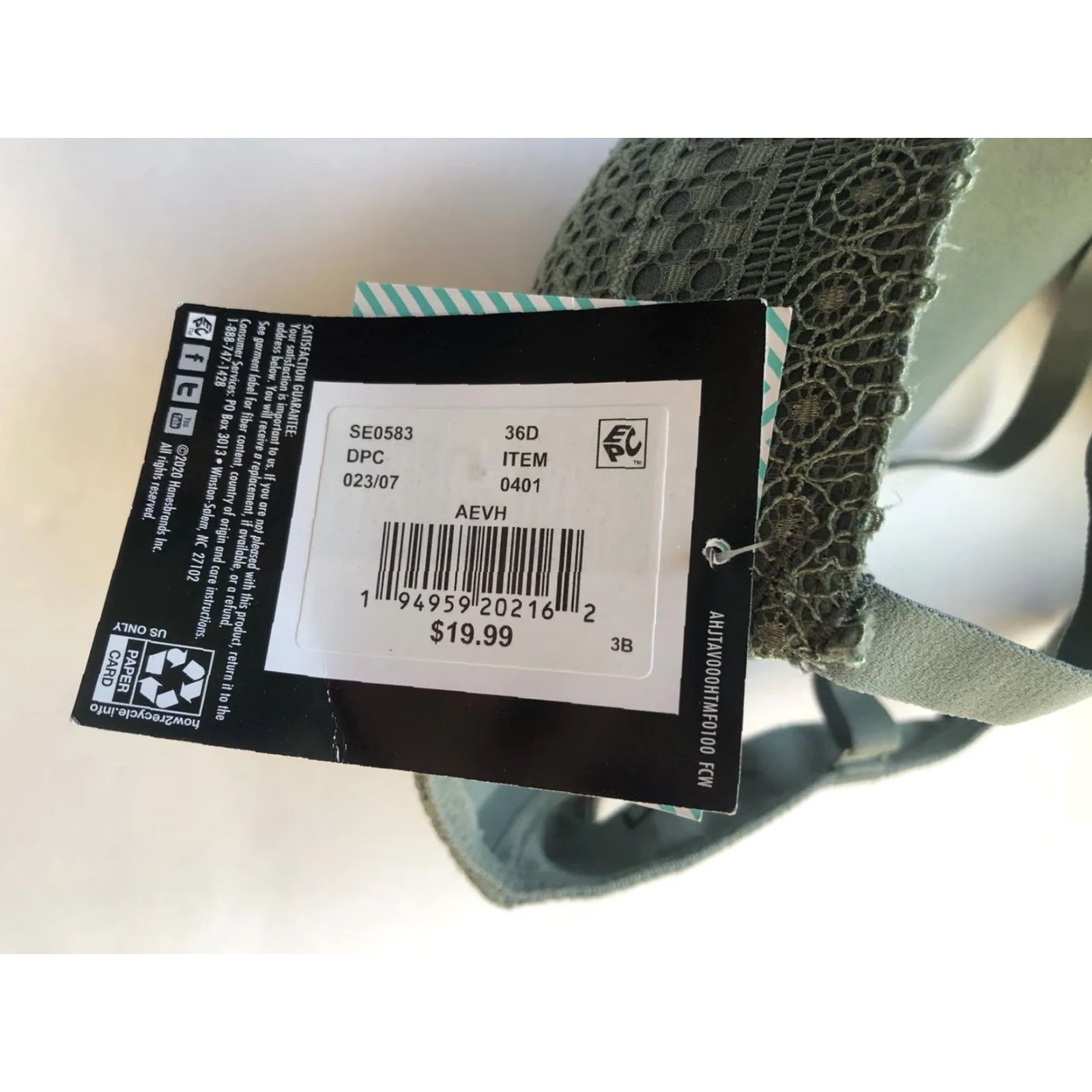 Vintage Maidenform Self Expressions Women's Green Olive Wireless Bra 36D T-Shirt Bra NWT New in Box Size ONE SIZE - 4 Thumbnail
