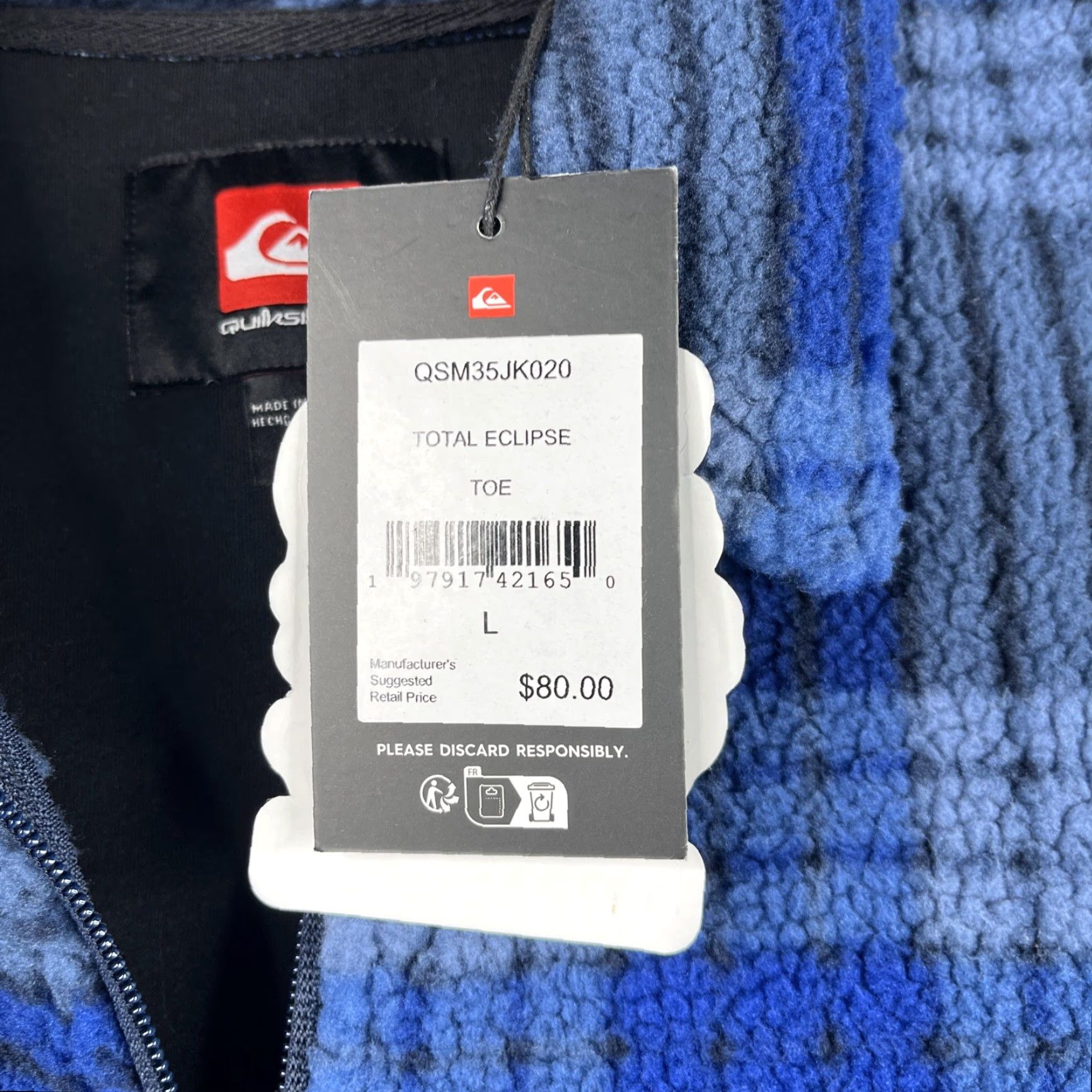 Quiksilver Quiksilver Jacket Mens L Blue Plaid Full Zip Pockets Sherpa Fleece Bomber Outdoor Winter Casual Size US L / EU 52-54 / 3 - 7 Thumbnail