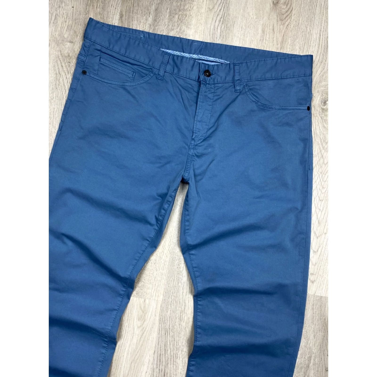 Vintage Hugo Boss Mens Chino Pants 32 Blue Cotton Regular Straight 34in Inseam 32in Waist Pattern Solid Zipper Size US 32 / EU 48 - 2 Thumbnail
