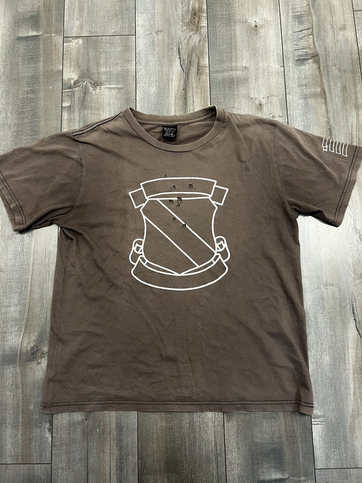 image of Number N Ine x Vintage No.9 Shield T-Shirt in Brown, Men's (Size Medium)
