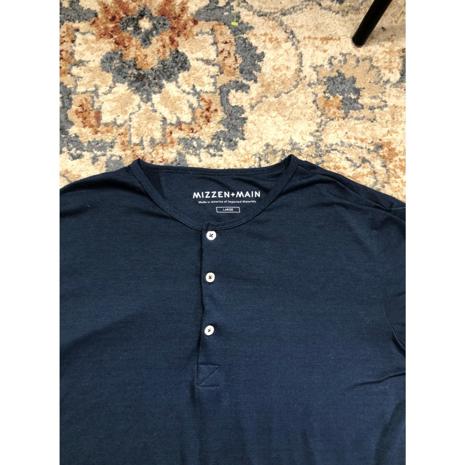 Mizzen+Main Mizzen+Main Henley Shirt Mens Large Blue Short Sleeve Tagless Casual Knit T-Shirt Size US L / EU 52-54 / 3 - 2 Thumbnail