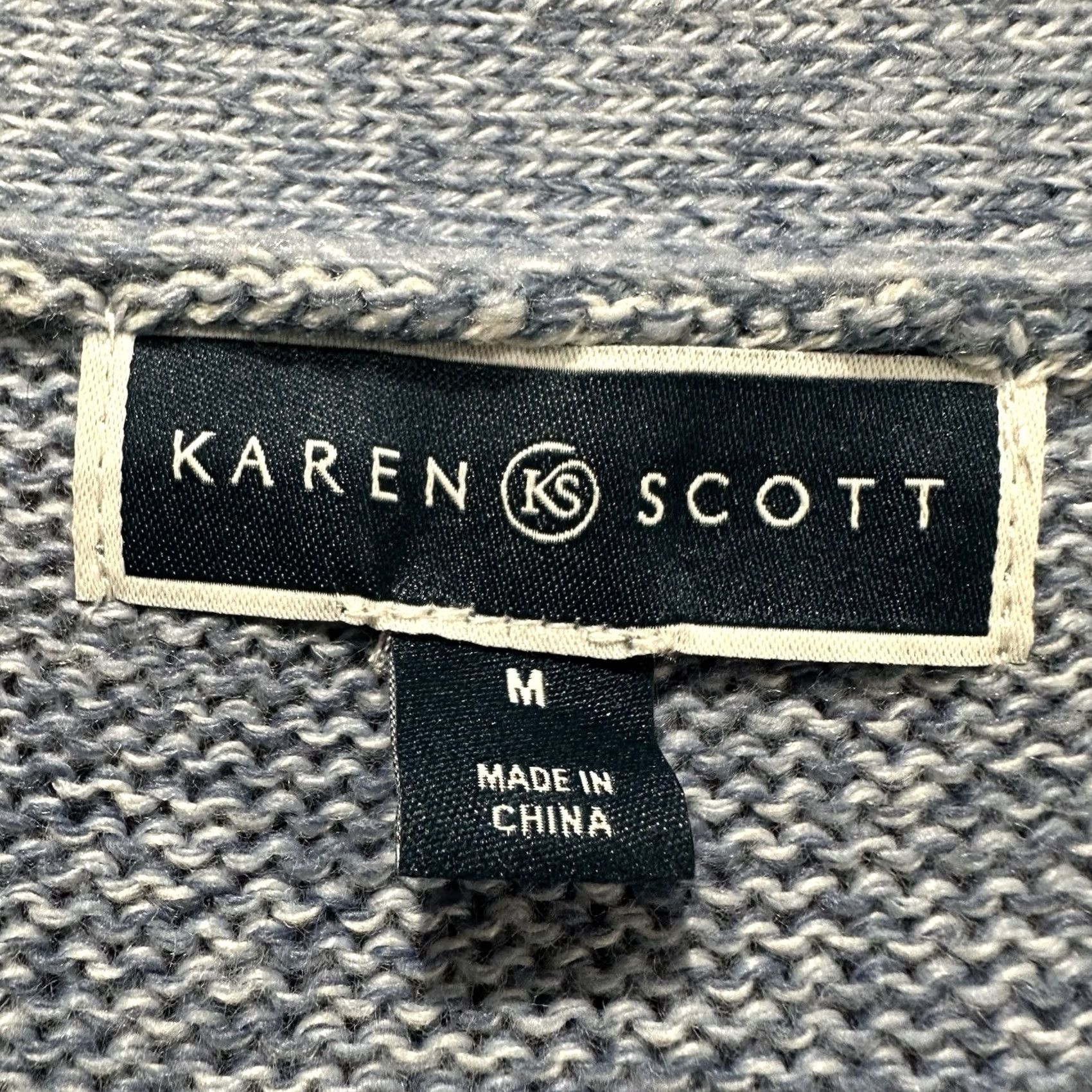 Vintage Karen Scott Cardigan Sweater Womens Medium Blue Cable Knit V-Neck Button Front Size M / US 6-8 / IT 42-44 - 4 Thumbnail