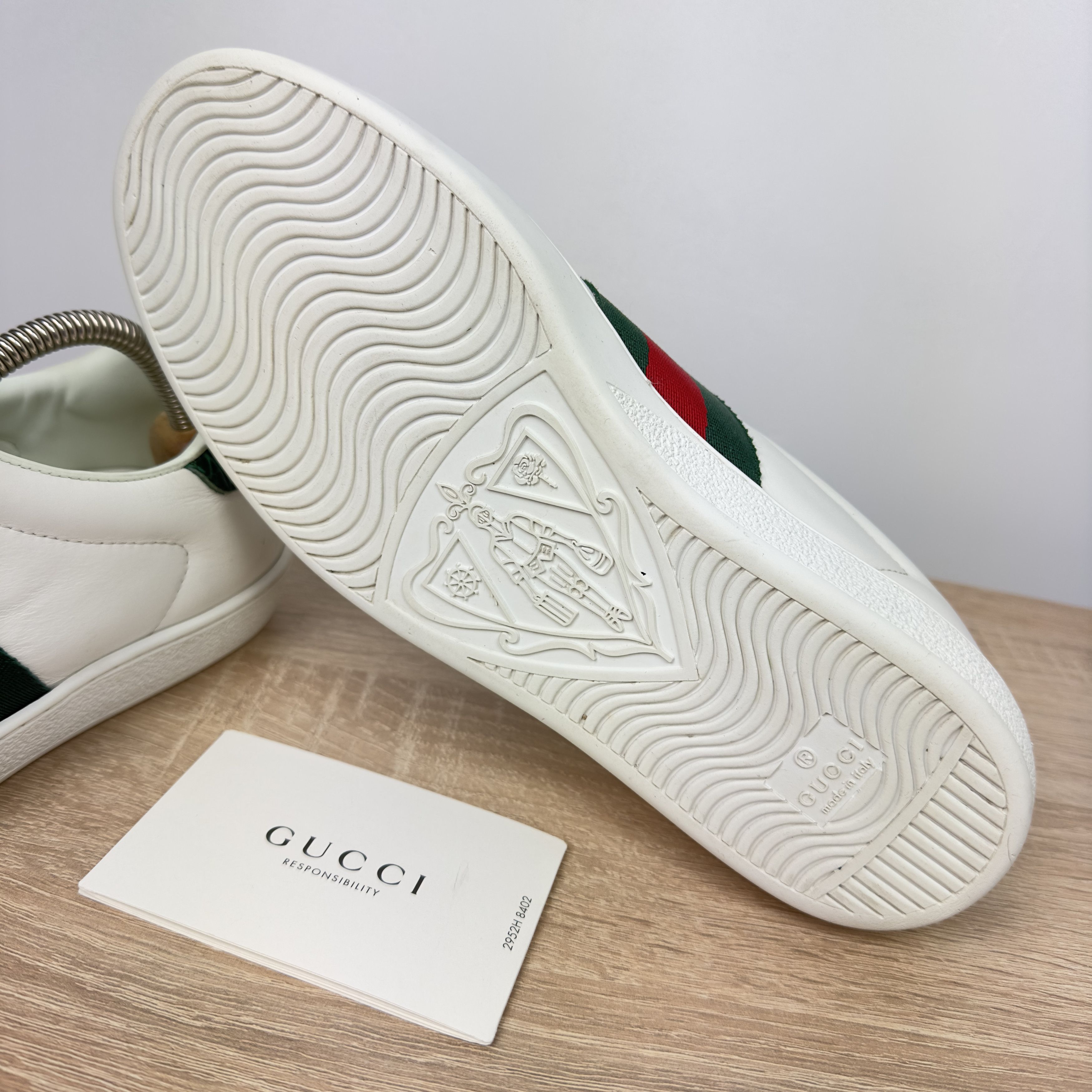Gucci Ace Web White/Green 386750 Shoes Size 7 G Size US 7.5 / EU 40-41 - 9 Thumbnail