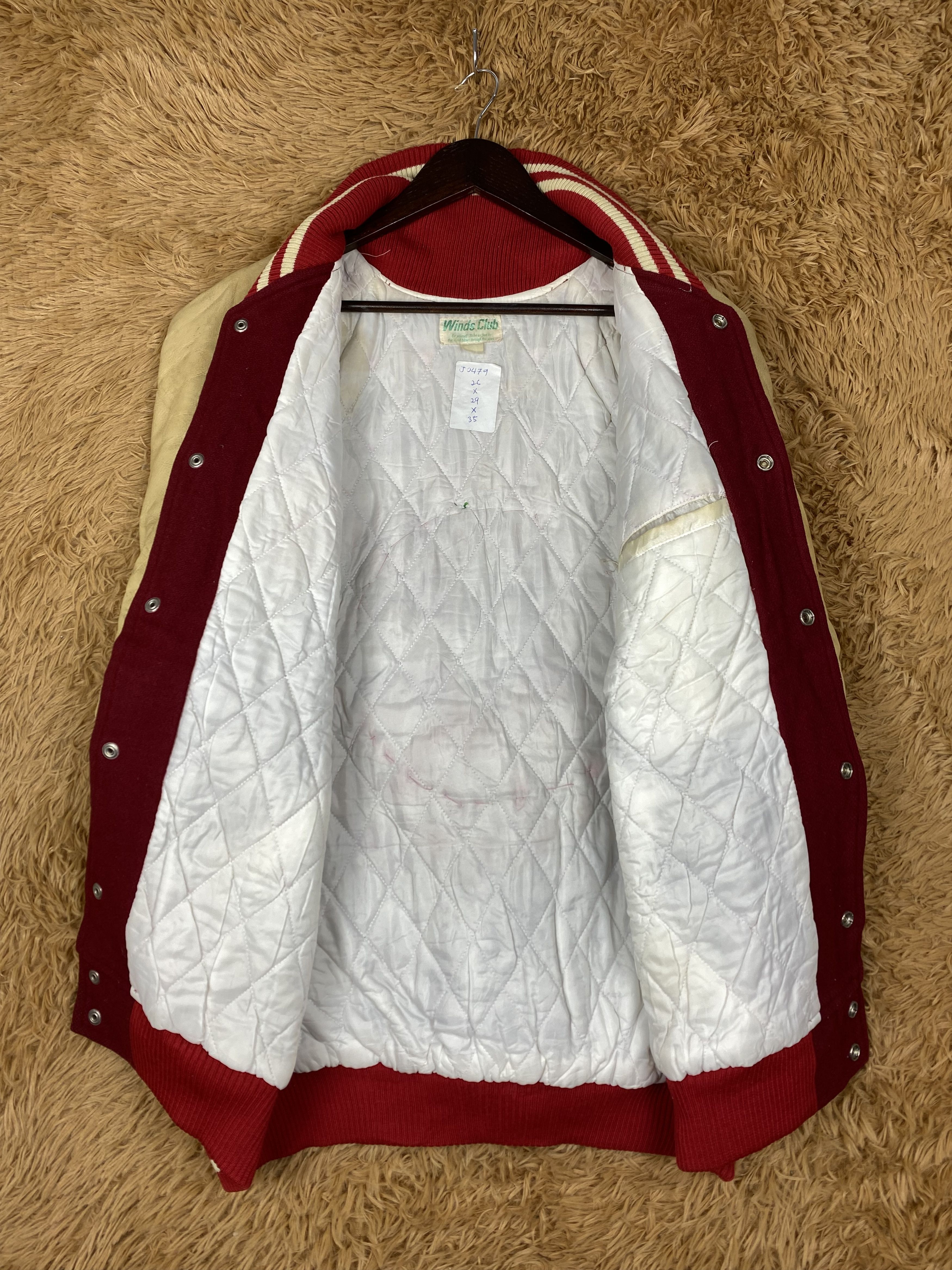 Japanese Brand Vintage Winds Club Leather Sleeve Varsity Jacket DJ0479 Size US L / EU 52-54 / 3 - 6 Thumbnail
