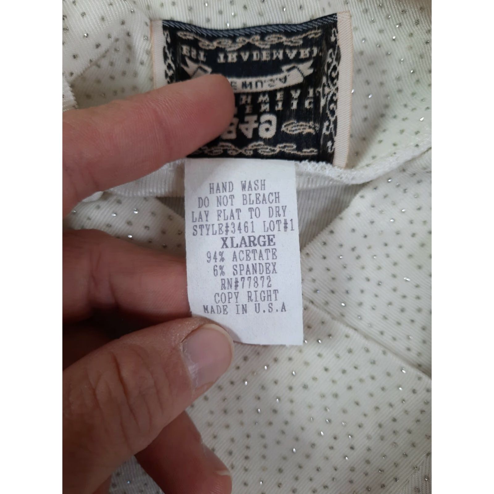 Vintage VINTAGE 1849 Authentic Ranchwear Glitter Mock Neck White Show Shirt XL Deadstock Women Dress Shirt L4S Size XL / US 12-14 / IT 48-50 - 4 Thumbnail