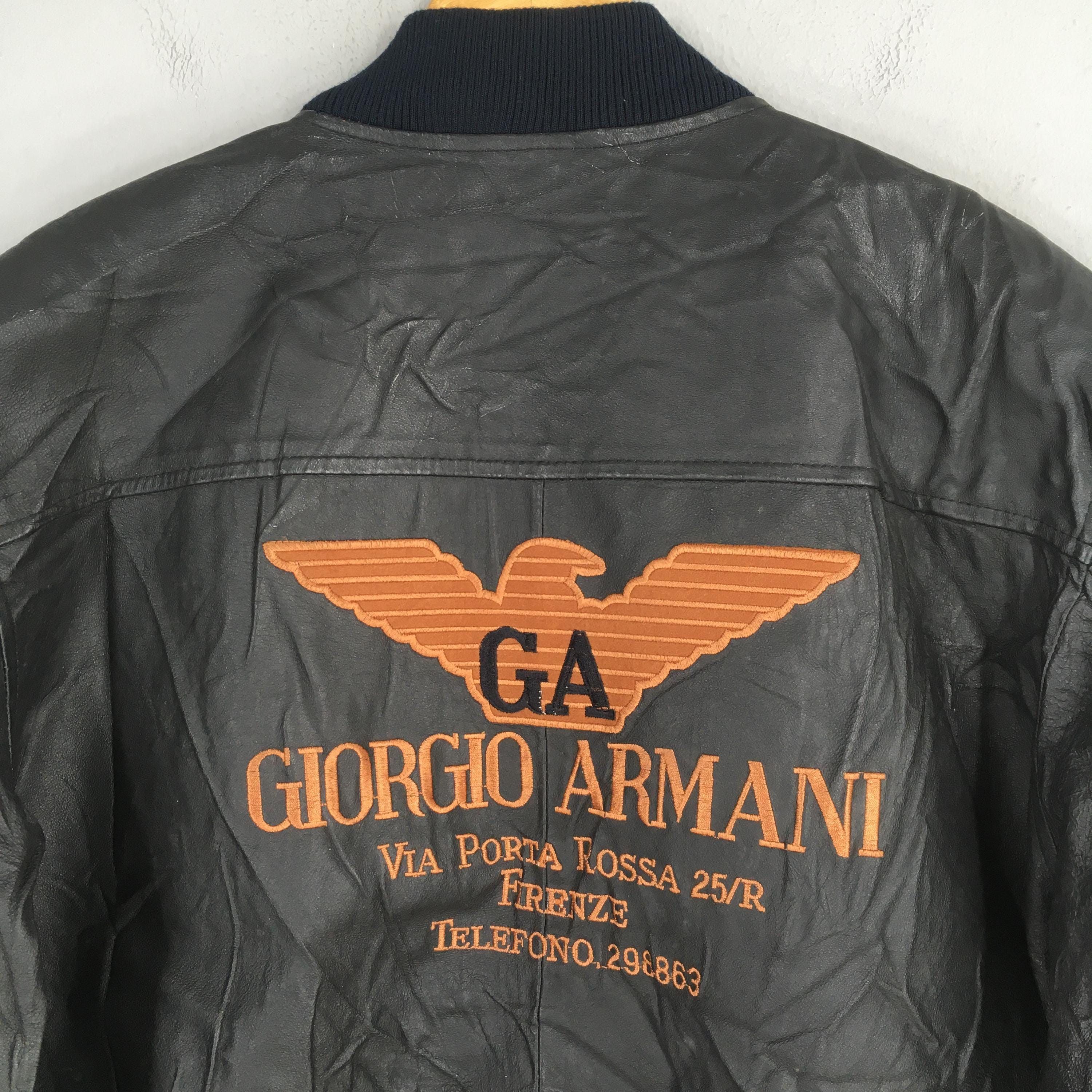 Armani 1990's GA Giorgio Armani Jeans Leather Black Jacket Large Size US L / EU 52-54 / 3 - 8 Thumbnail