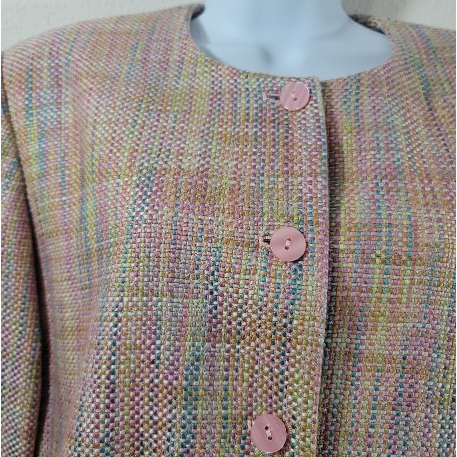 Other VTG Draper's & Damon's Pink Multi Color Button Blazer 16 Size XXL / US 16-18 / IT 52-54 - 5 Thumbnail
