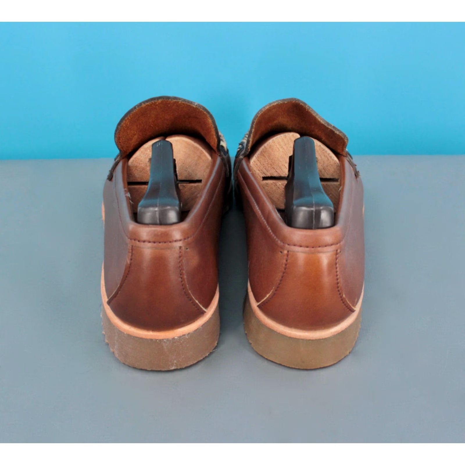 Hush Puppies VINTAGE Hush Puppies Loafers Men's 70s Brown Leather Size 7 M 1970s Disco Style Shoes Size ONE SIZE - 4 Thumbnail