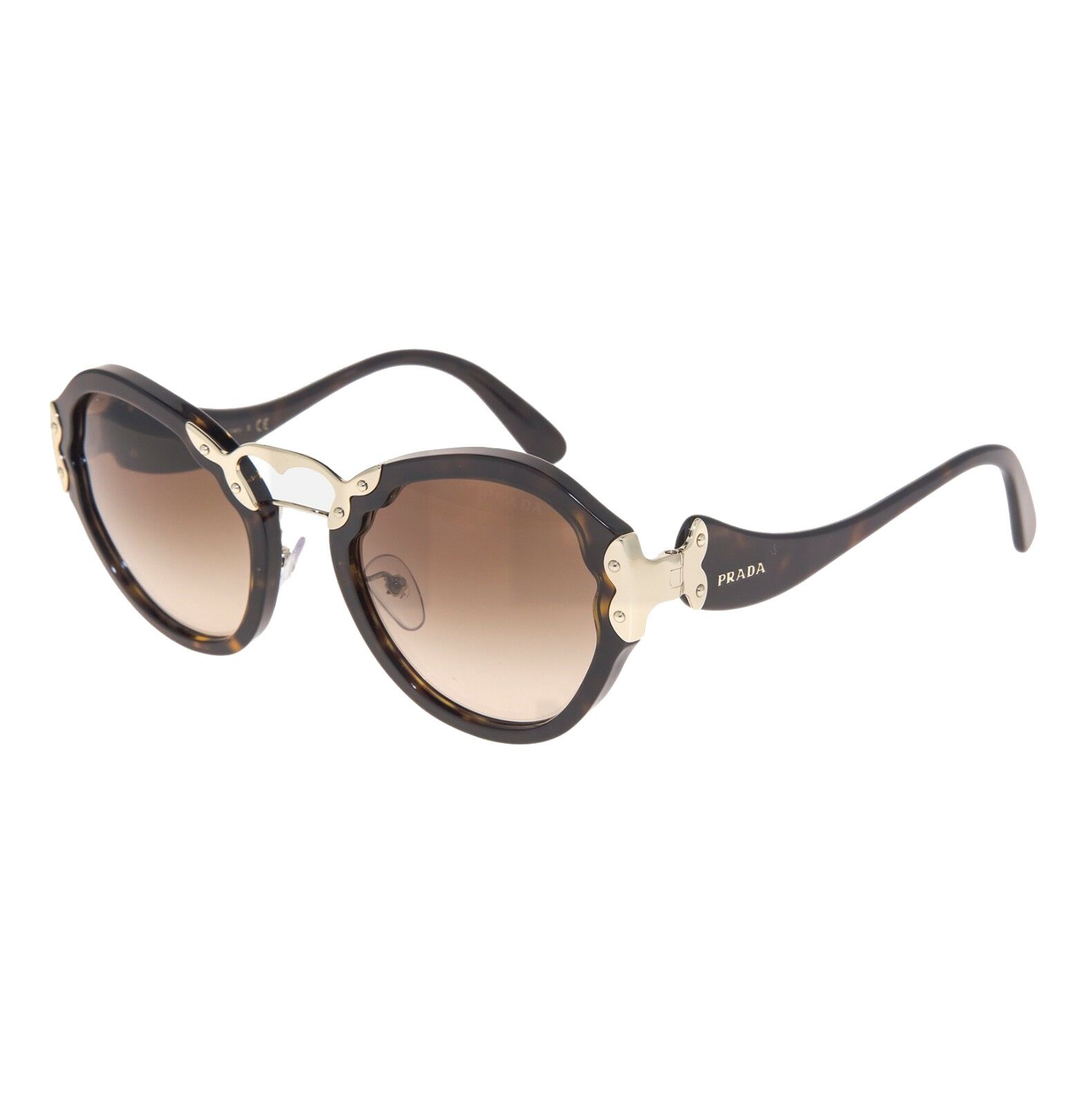 Prada PRADA WANDERER PR09TS 2AU-6S1 Brown Tortoise Gold Sunglasses Size ONE SIZE - 1 Thumbnail