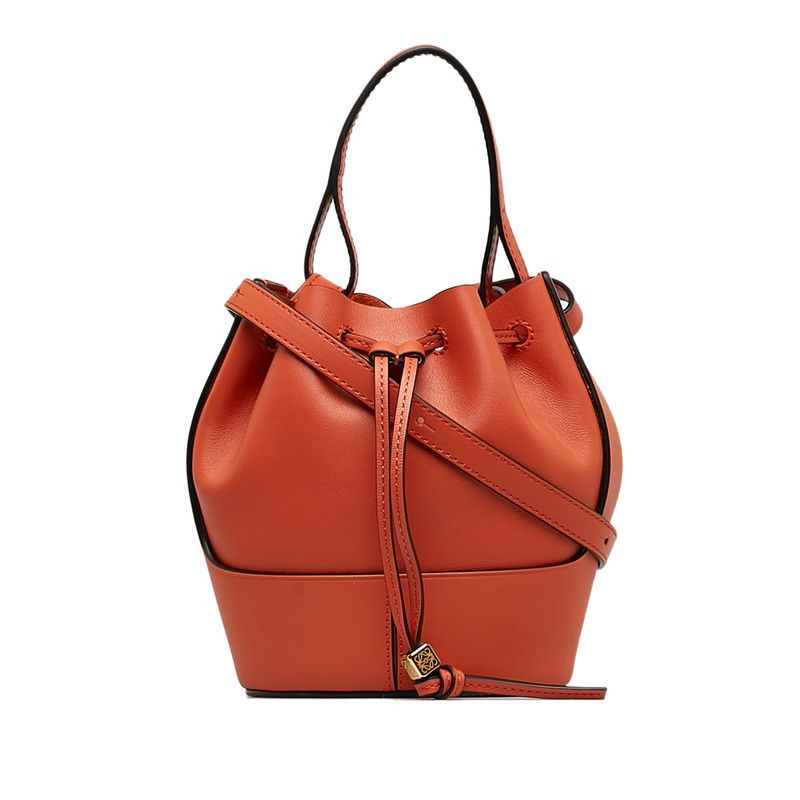 image of Loewe Leather Balloon Bucket Bag in Orange, Women's