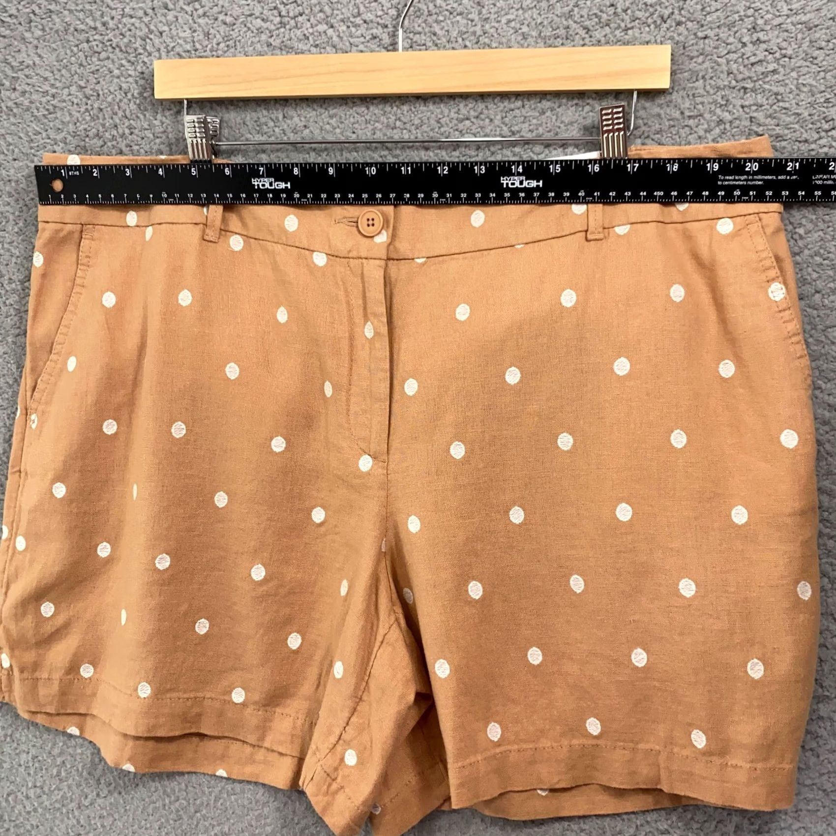Loft LOFT Shorts Women 16 Brown Embroidered Polka Dots Linen Blend Bermuda 6" Short Size 38" / US 16 / IT 52 - 2 Thumbnail
