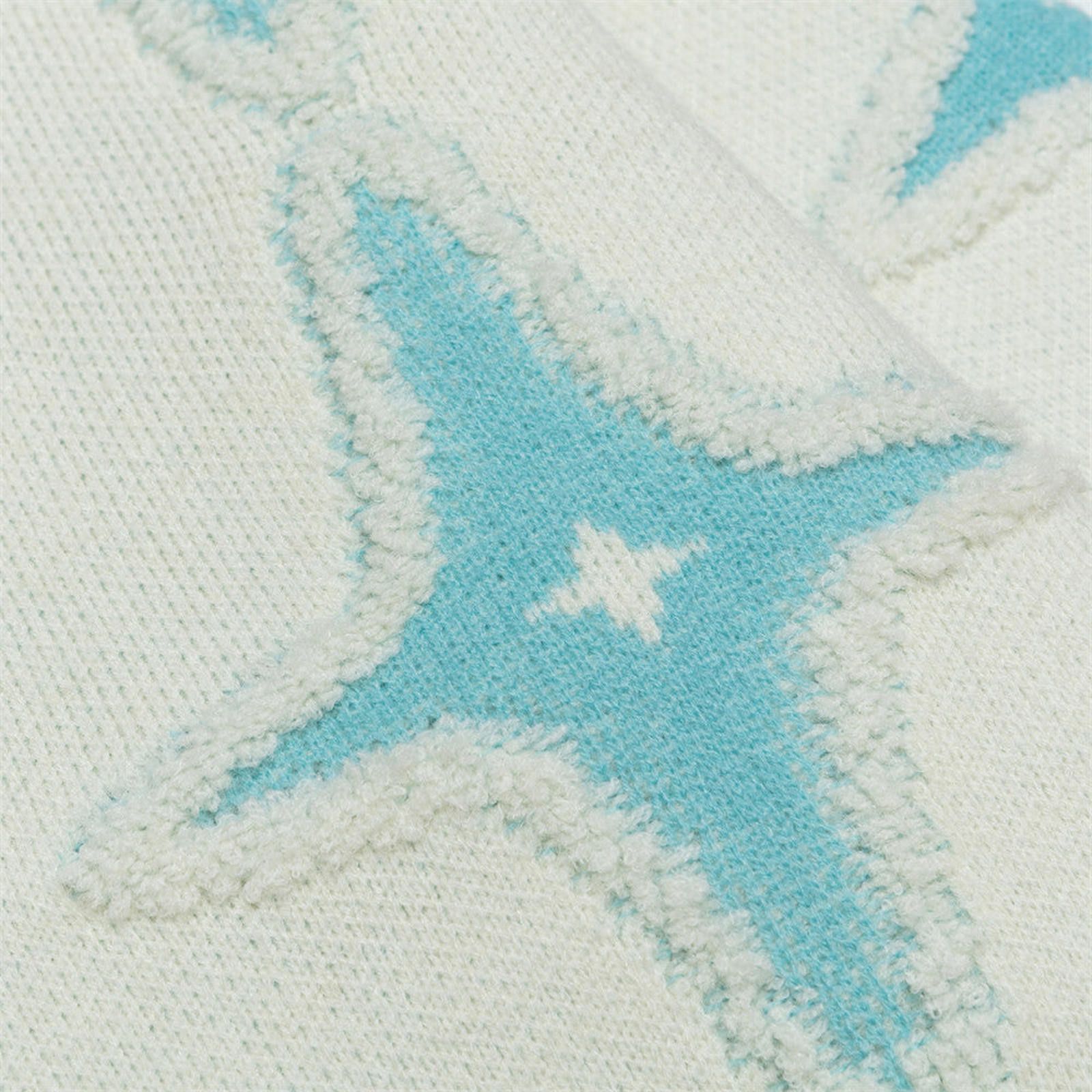 Vintage Cream Blue Star Pattern Knit Sweater, Cozy Pullover Size US M / EU 48-50 / 2 - 3 Thumbnail