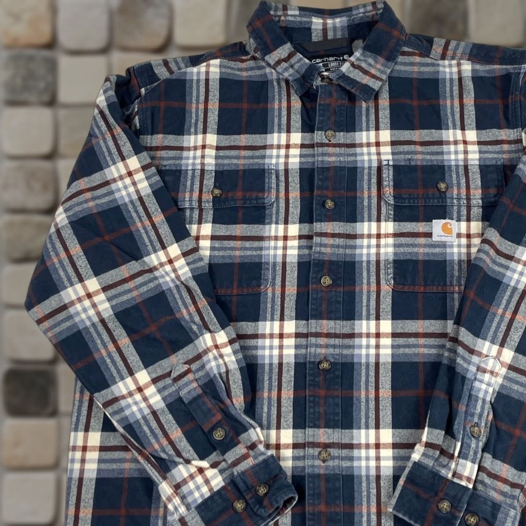 Carhartt VINTAGE Carhartt Shirt Mens Medium Blue Flannel Workwear Rugged Relaxed Hiking Fishing Size US M / EU 48-50 / 2 - 1 Thumbnail