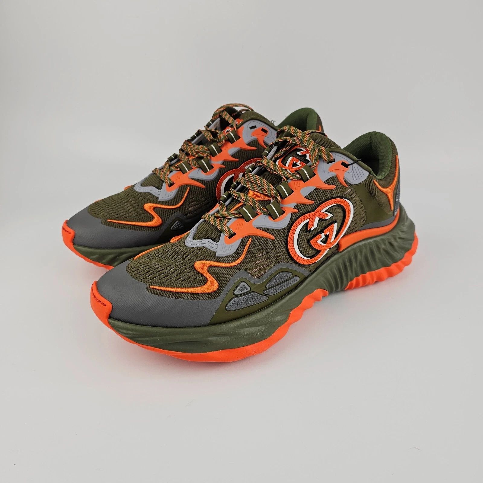 GUCCI Ripple Men's Green/Orange Sneakers New