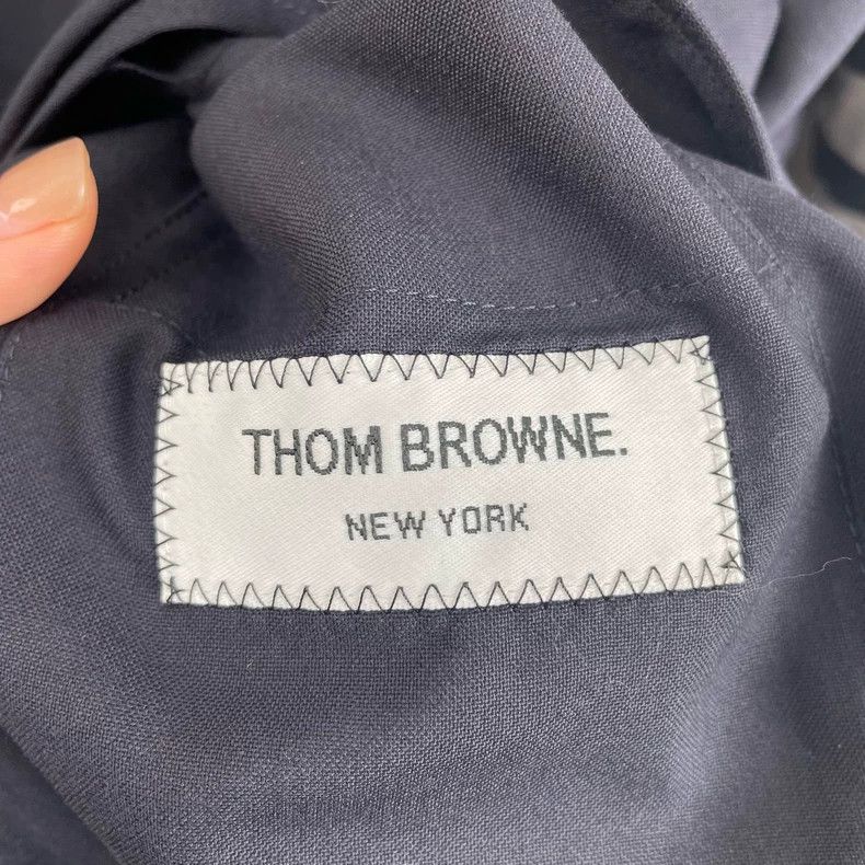 Thom Browne thom browneTB navy blue wool striped four-bar shirt jacket Size US S / EU 44-46 / 1 - 4 Thumbnail
