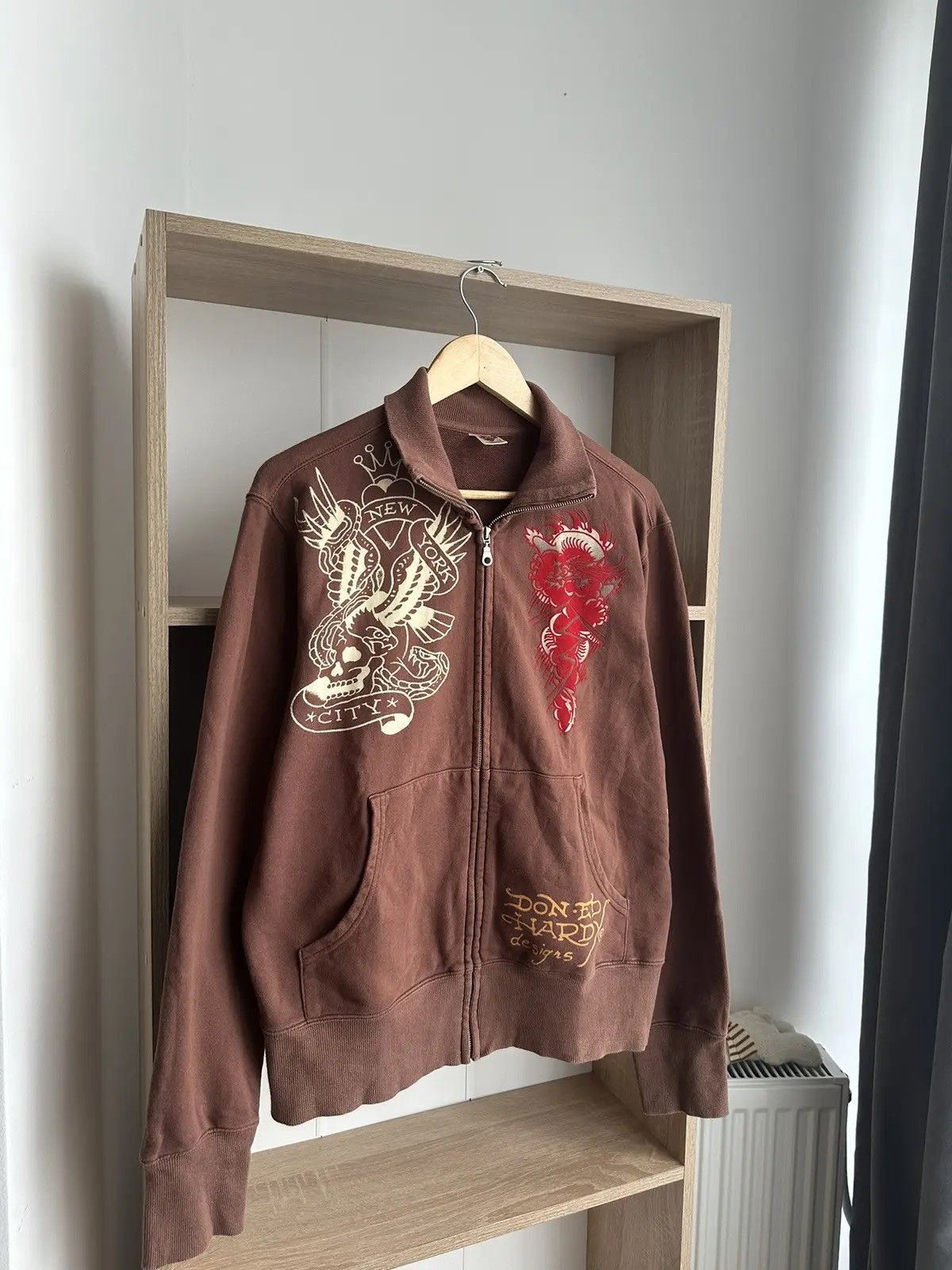 Christian Audigier × Ed Hardy × Vintage Vintage Ed Hardy Christian Audigier Brown Hoodie Size US M / EU 48-50 / 2 - 9 Thumbnail