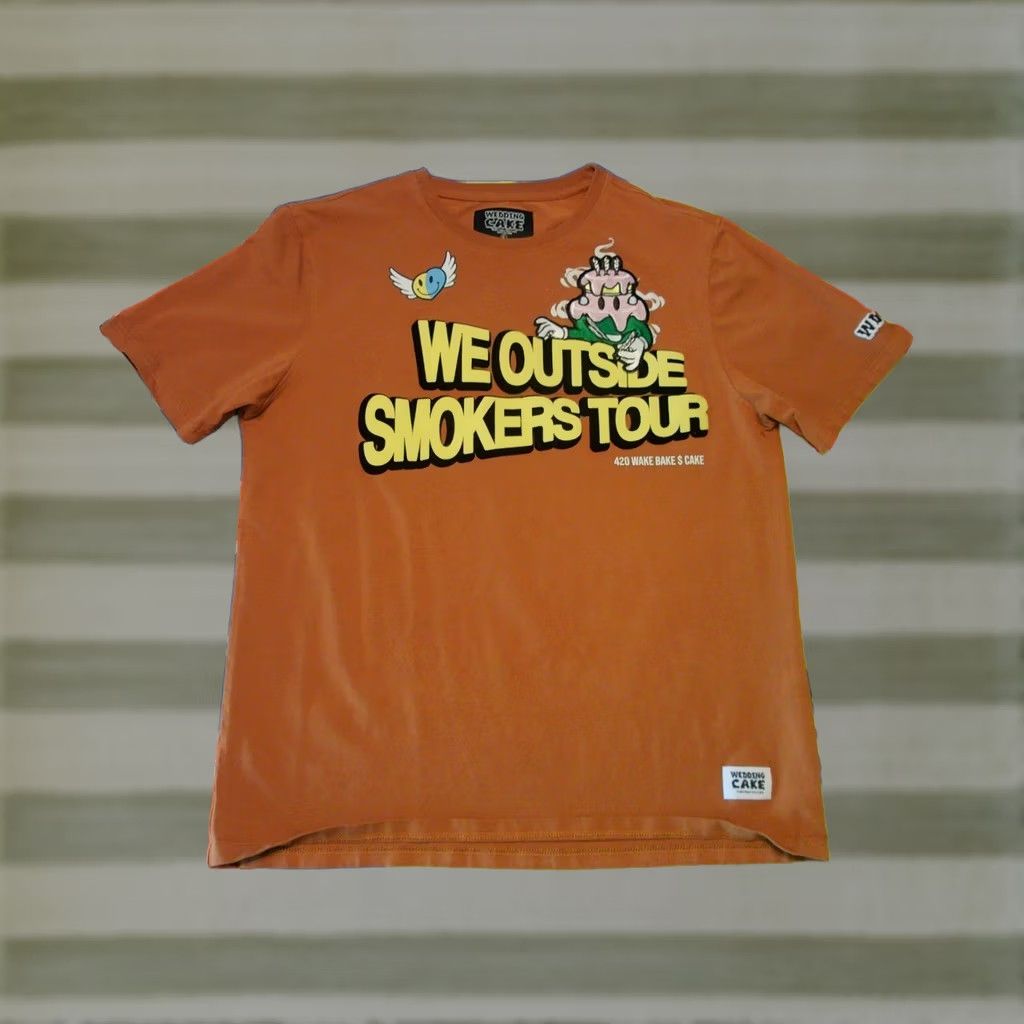 Vintage WEDDING CAKE Wake & Bake Shirt Men's Lrg Cannabis We Outside SMOKERS TOUR 420 t Size US L / EU 52-54 / 3 - 1 Thumbnail