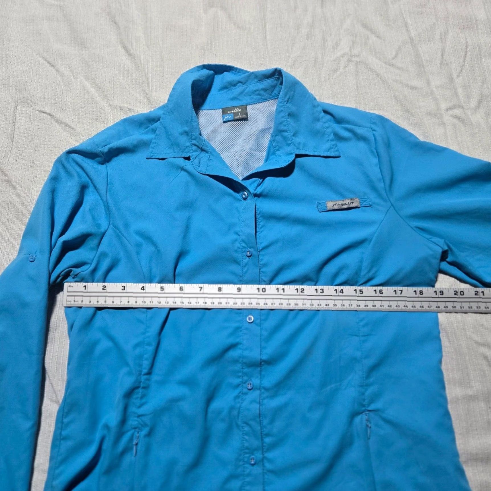Vintage WILLIT Button-Up Shirt Solid Blue Long Sleeve Performance Outdoor Adult Womens Large Size L / US 10 / IT 46 - 4 Thumbnail