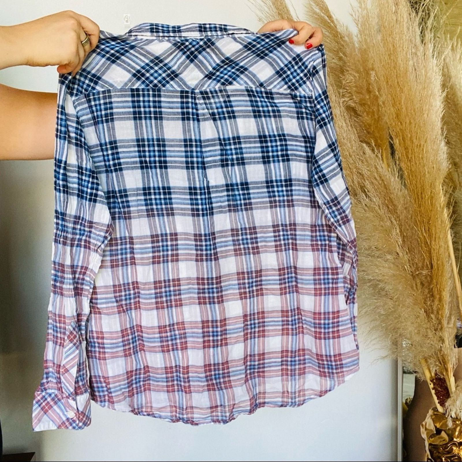 Rails RAILS Ombre White Blue Purple Plaid Button Blouse Shirt Size M / US 6-8 / IT 42-44 - 6 Thumbnail