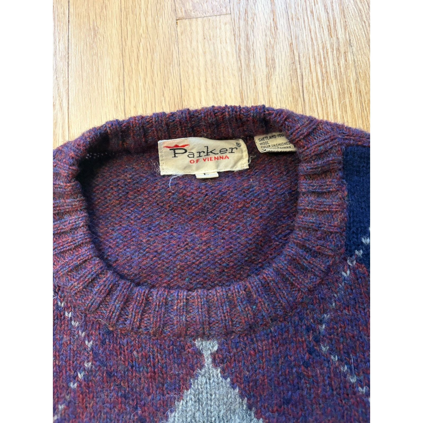 Parker VTG Parker of Vienna Men's Crewneck 100% Shetland Wool Size US L / EU 52-54 / 3 - 5 Thumbnail