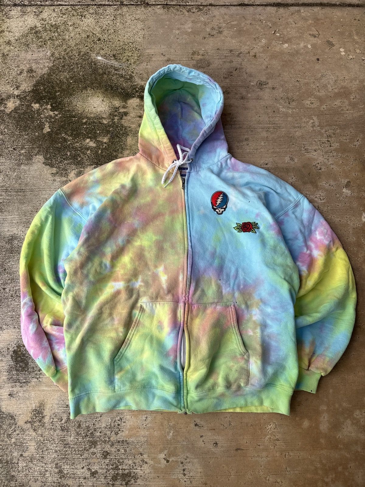 Vintage 90s Tie Dye Rainbow Grateful Dead Zipup Hoodie
