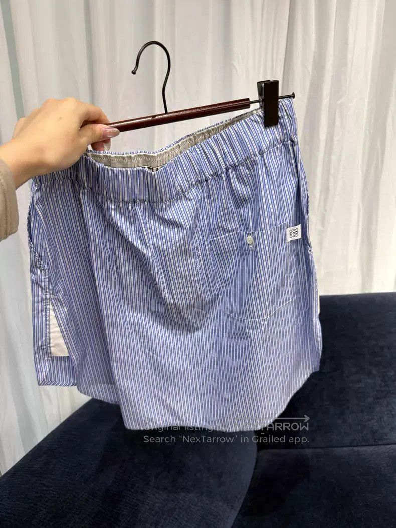 Loewe Loewe size M Blue and White Striped Logo Skirt - Cotton Size 26" / US 2 / IT 38 - 2 Thumbnail