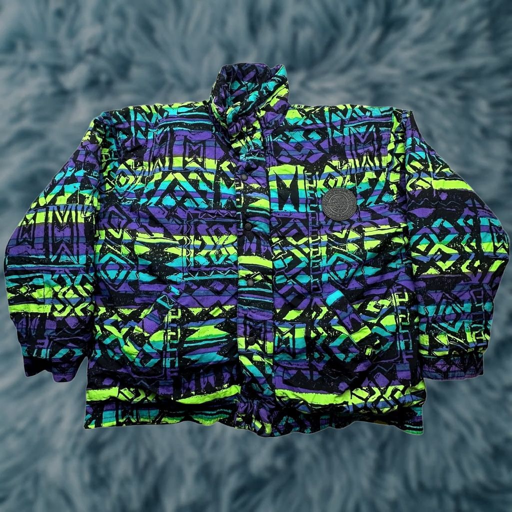 Vintage VINTAGE Vuarnet France Geometric Ski Jacket Mens S Green Purple 90s Full Zip Insulated Geometry Skiing Size US S / EU 44-46 / 1 - 1 Thumbnail